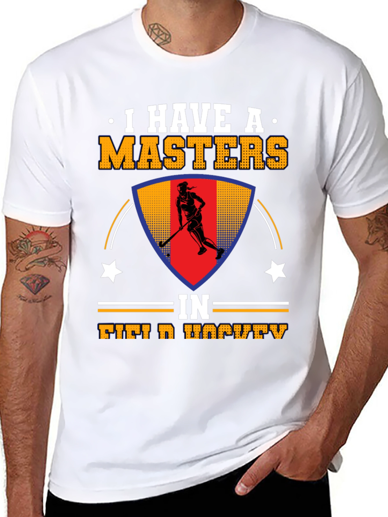 Black I Have A Masters In Field Hockey T-Shirt view 8