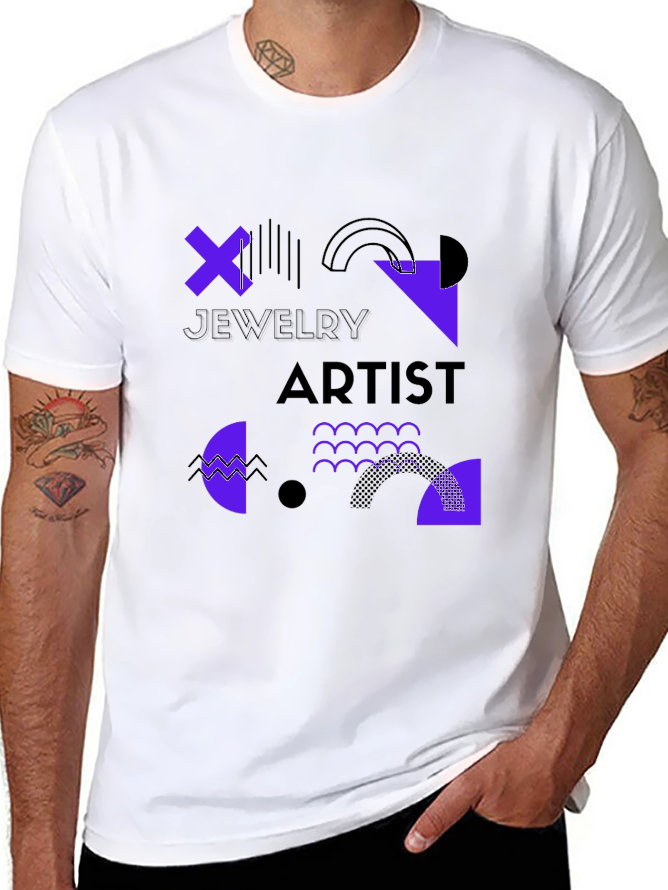 Black Jewelry Artist Graphic Tee - Modern Geometric Design view 8