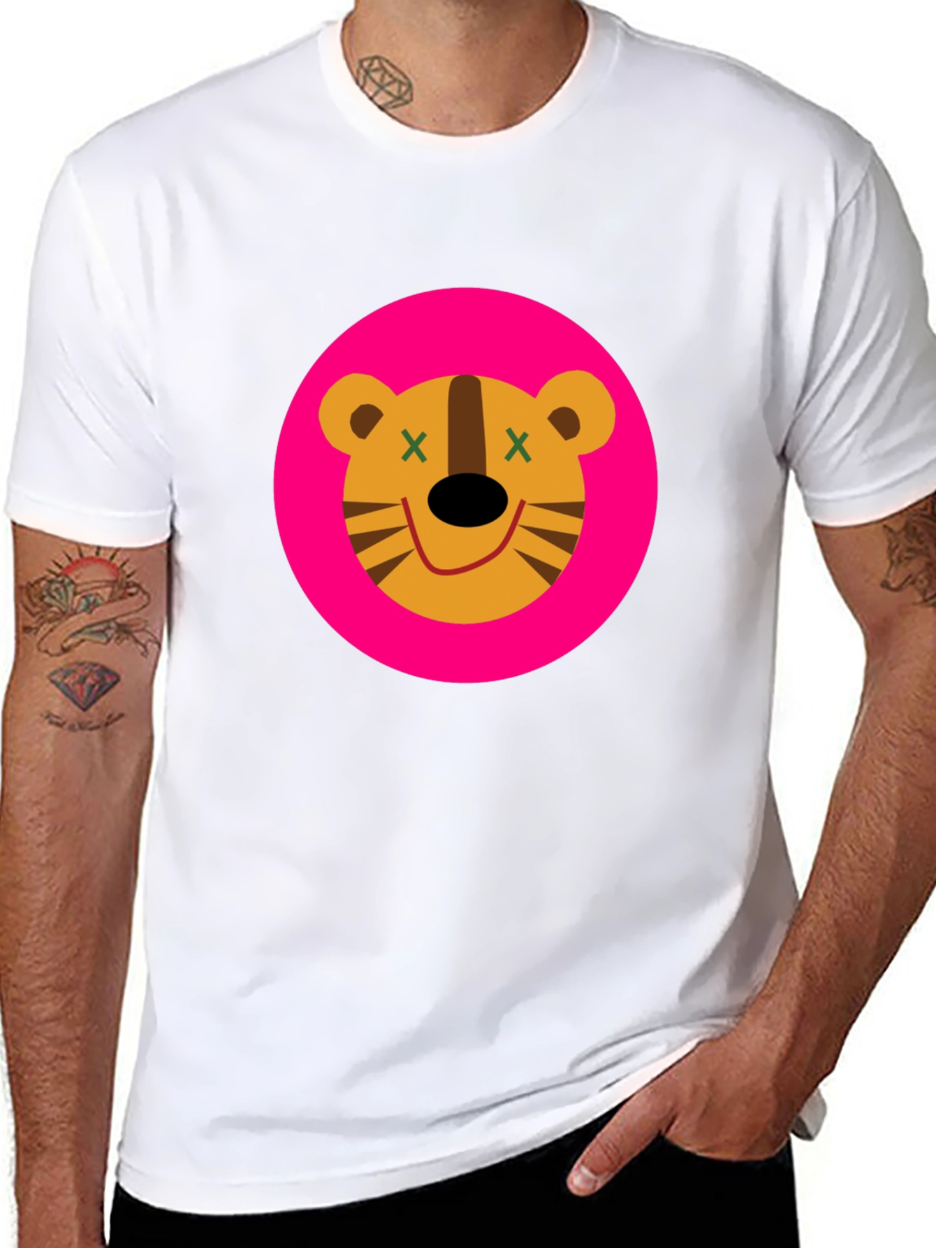 Black Funky Cartoon Tiger Graphic Tee - Black view 8
