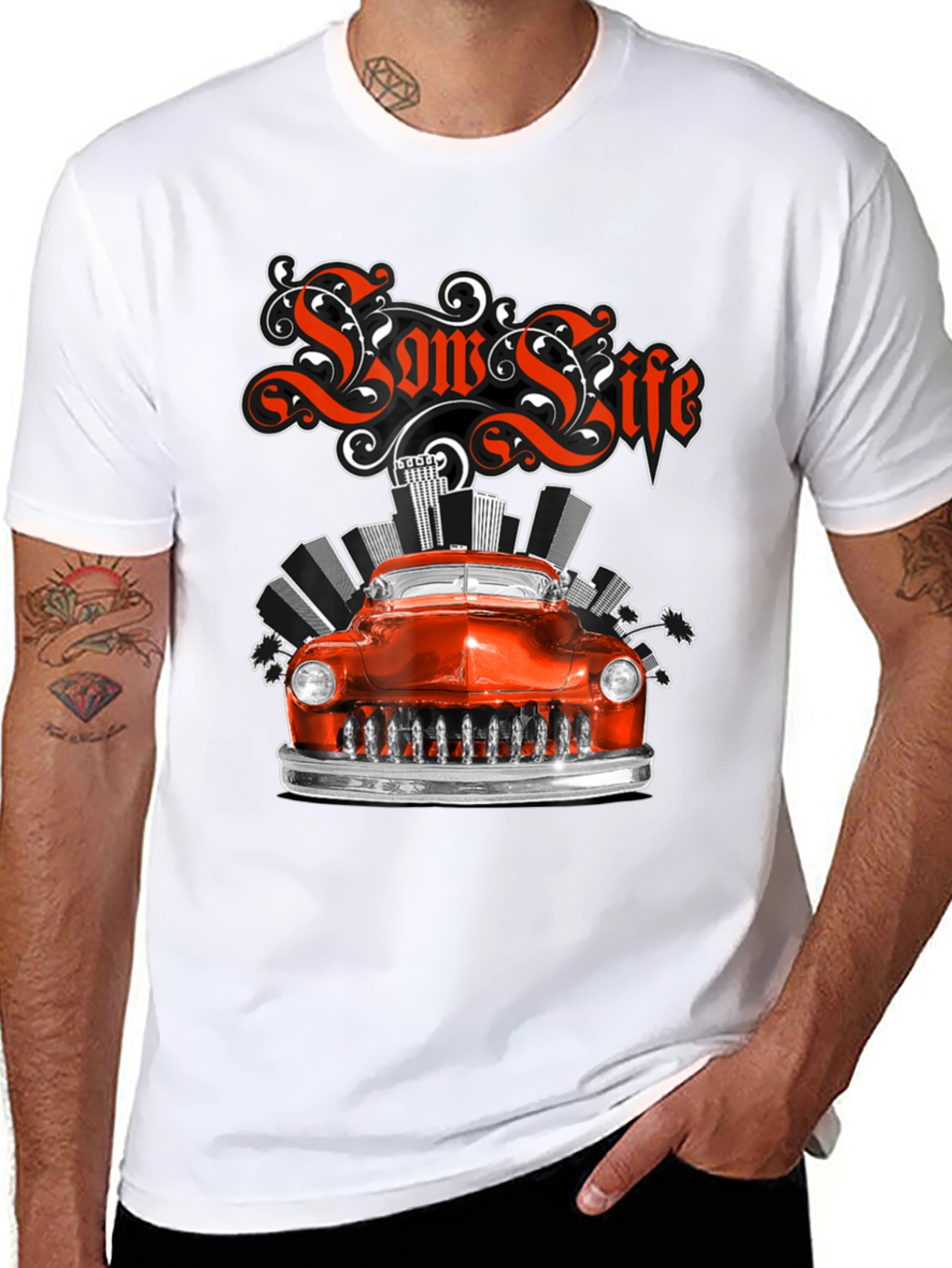 Black Low Life Classic Car Graphic Tee view 8