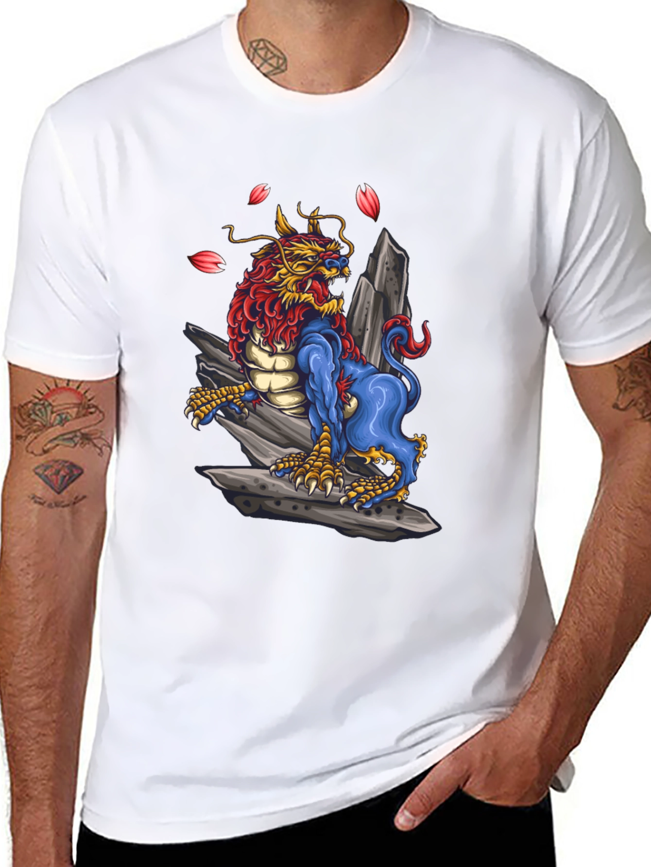 Black Dragon Foo Dog Graphic Tee - Unique Design view 8