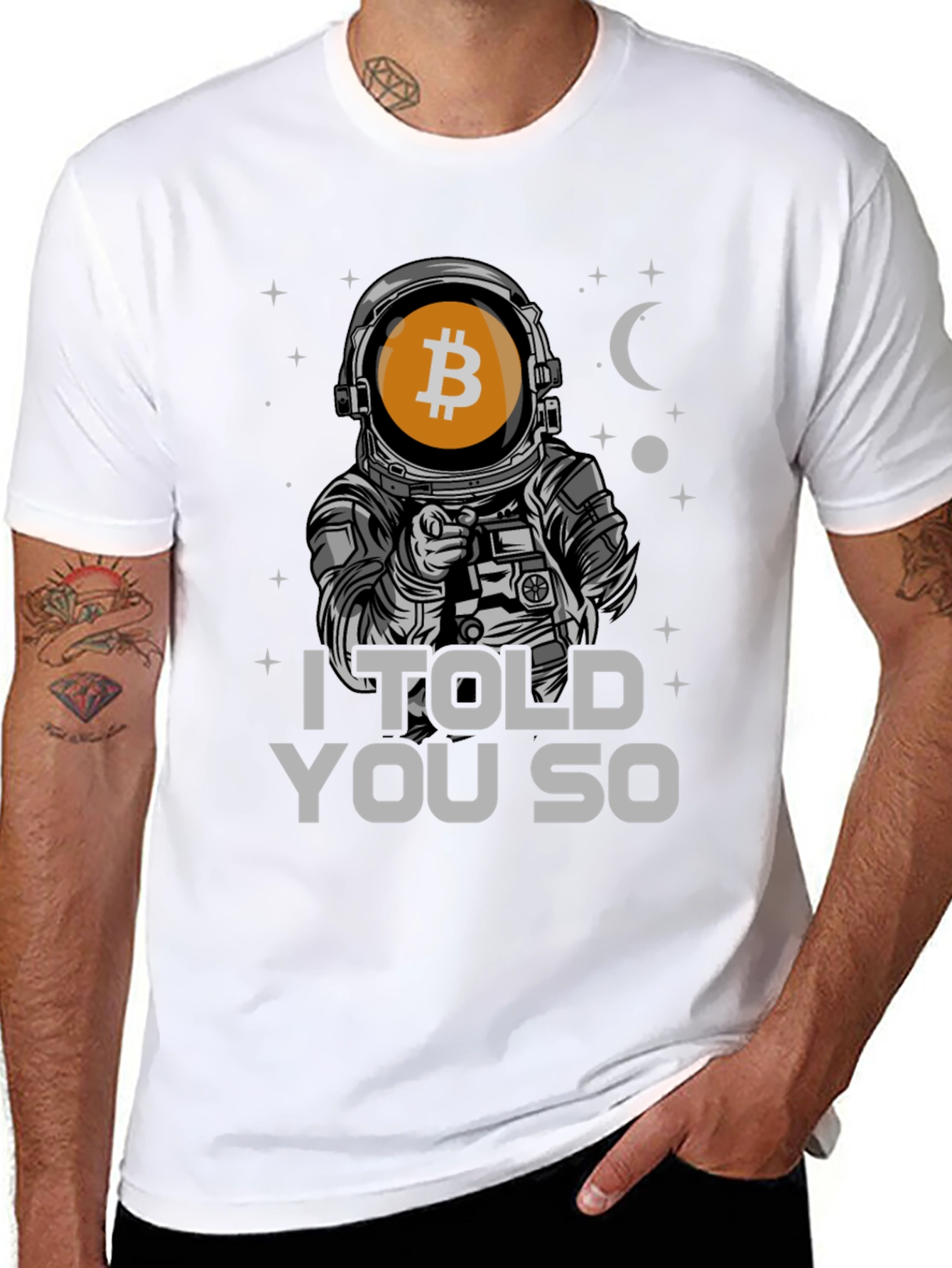 Black Bitcoin Astronaut T-Shirt - I Told You So view 8