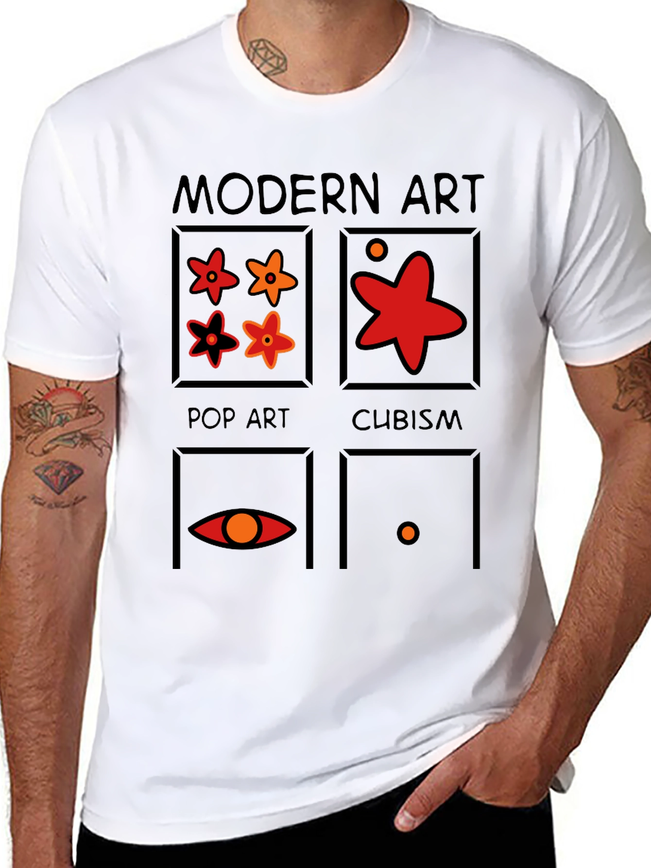 Black Modern Art Styles Graphic T-Shirt view 8