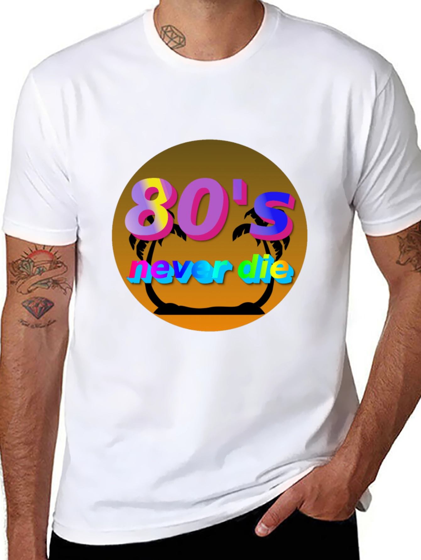 Black 80's Never Die Graphic Tee view 8