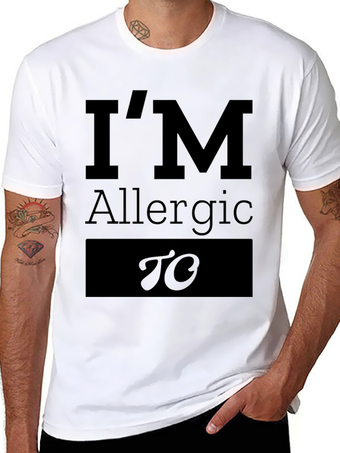 Black I'm Allergic To Funny T-Shirt view 8