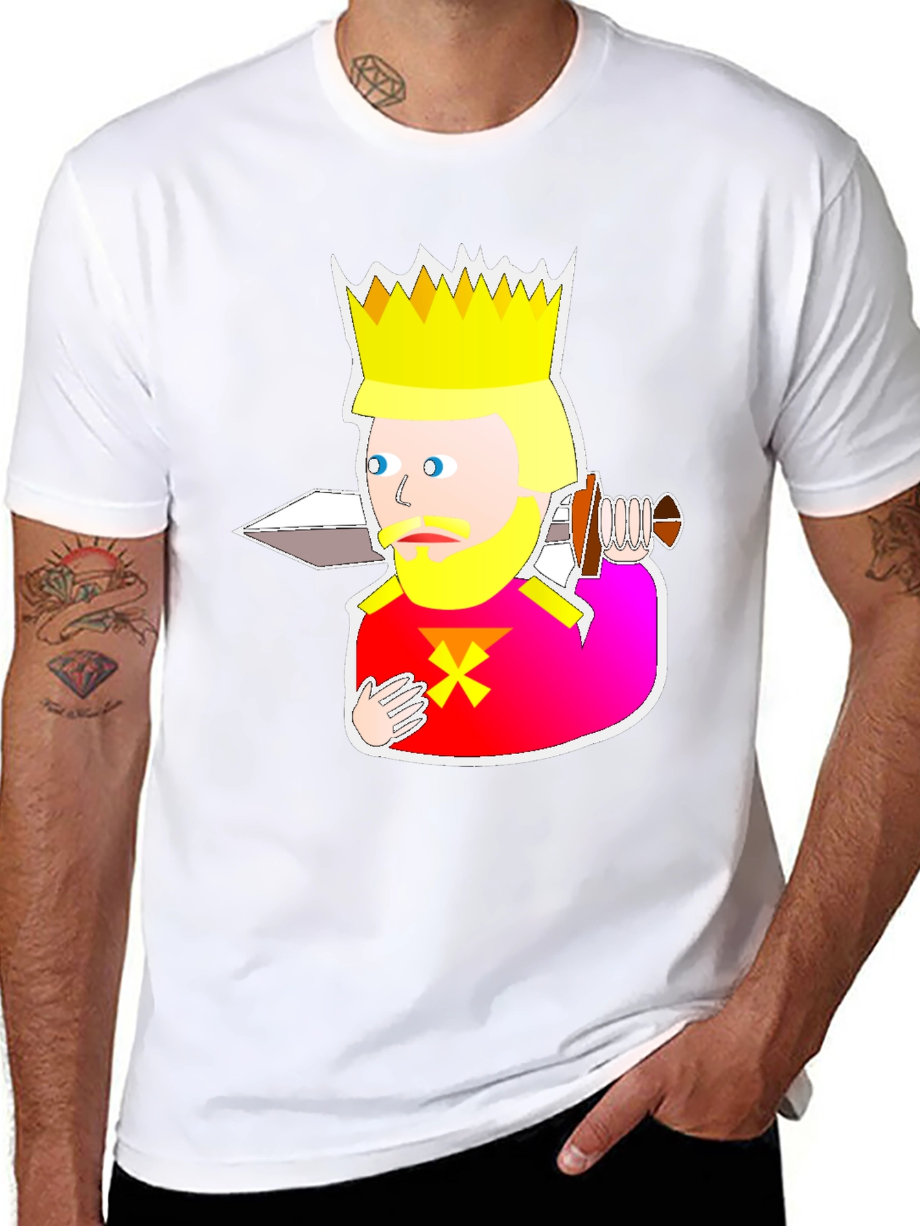 Black King Cartoon Graphic Tee - Black view 8