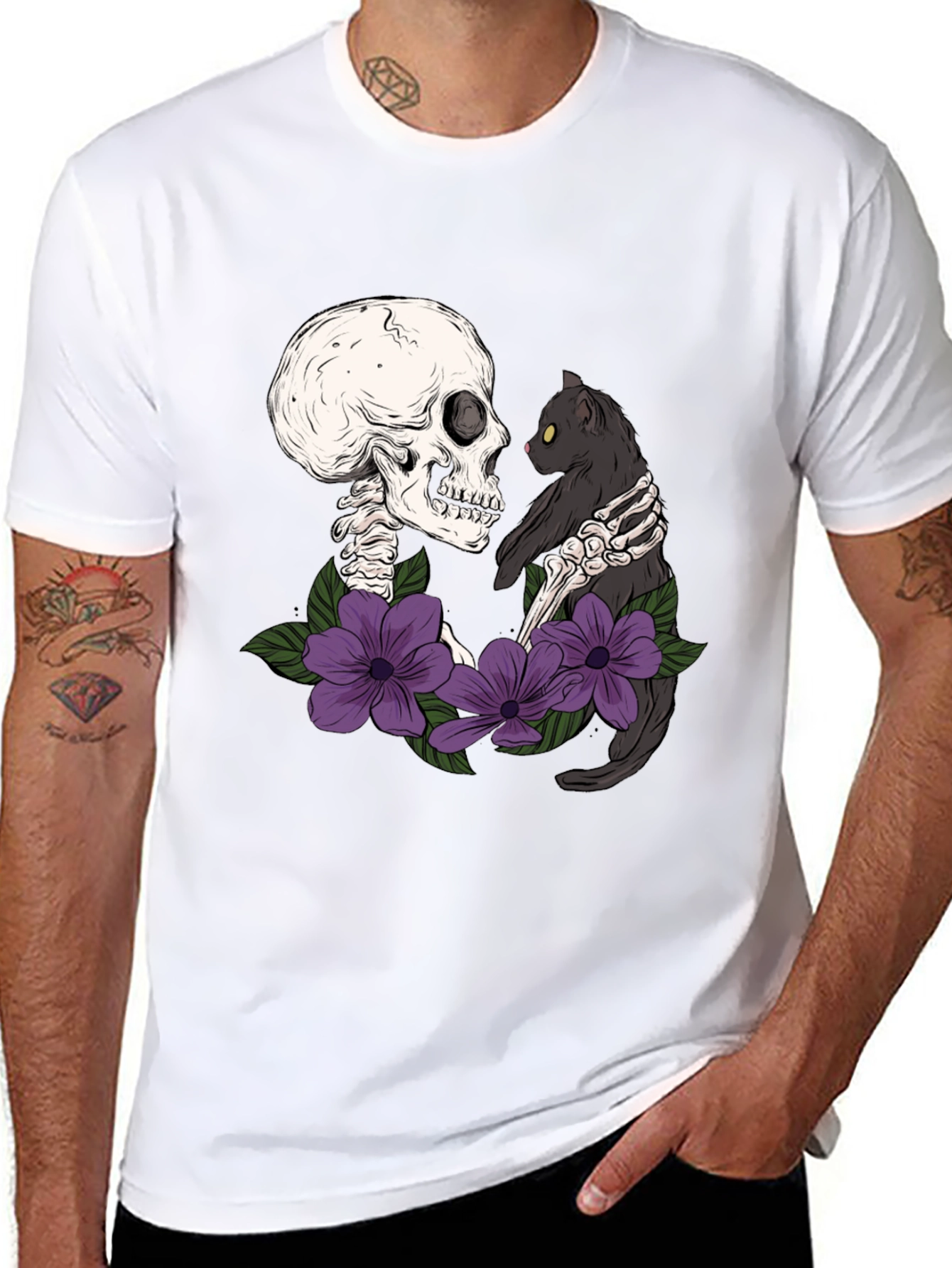 Black Skeleton Cat Lover T-Shirt - Dark Humor Tee view 8