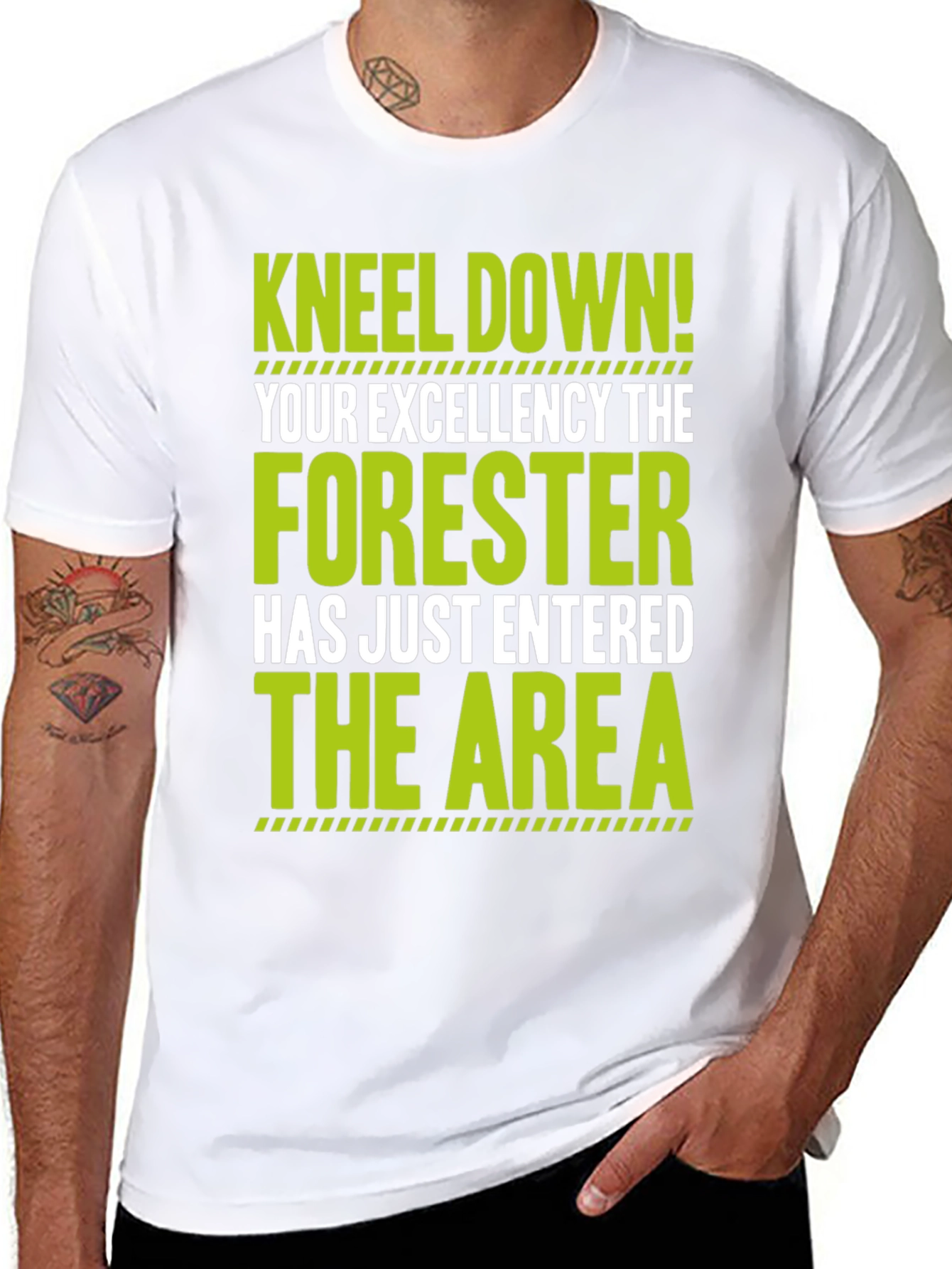 Black Forester T-Shirt - Kneel Down! Funny Forest Worker Tee view 8