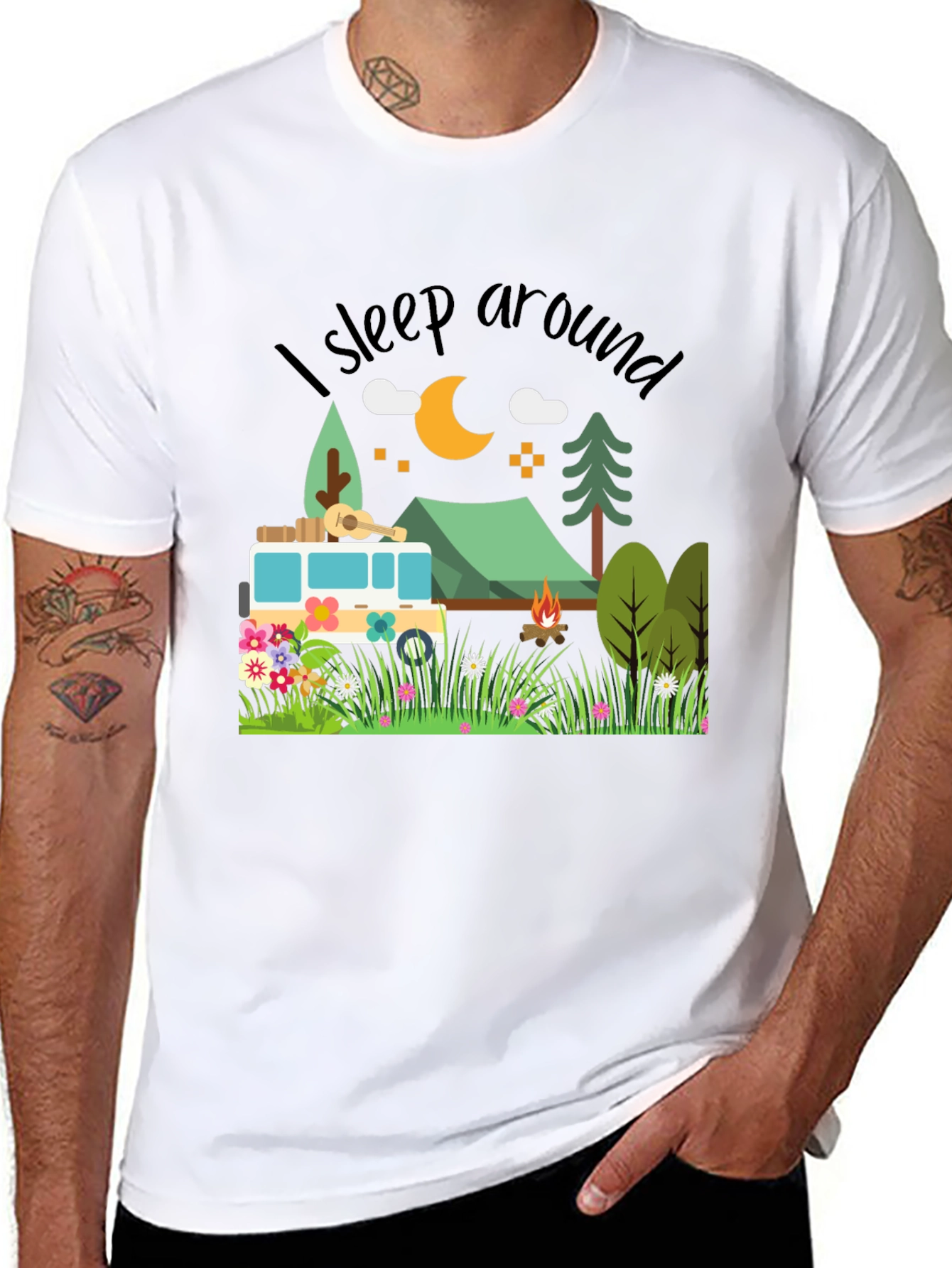Black Sleep Around Camping T-Shirt - Nature Lover Tee view 8
