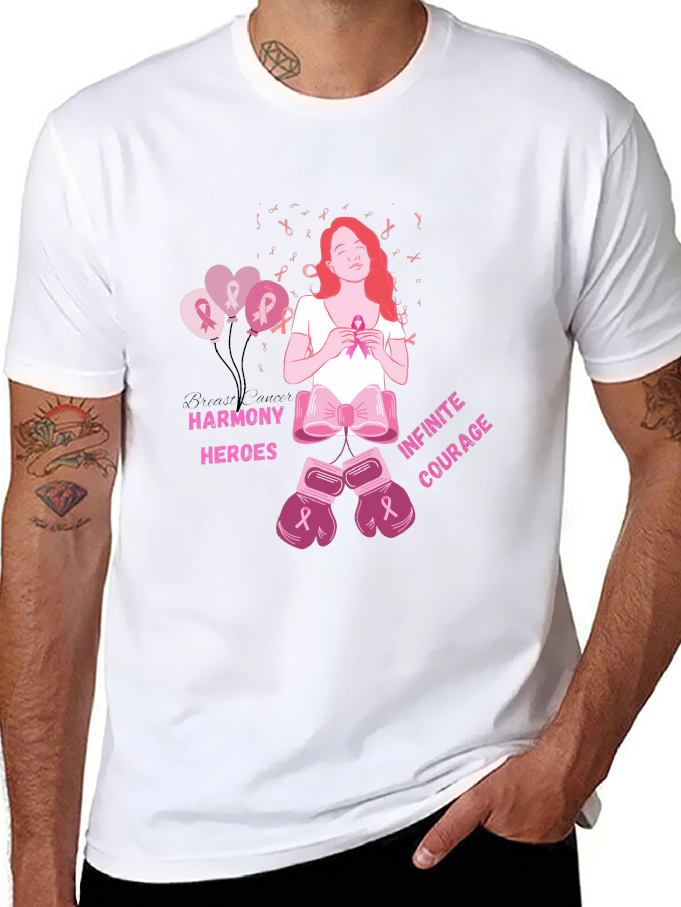 Black Harmony Heroes Cancer Awareness Graphic Tee view 8