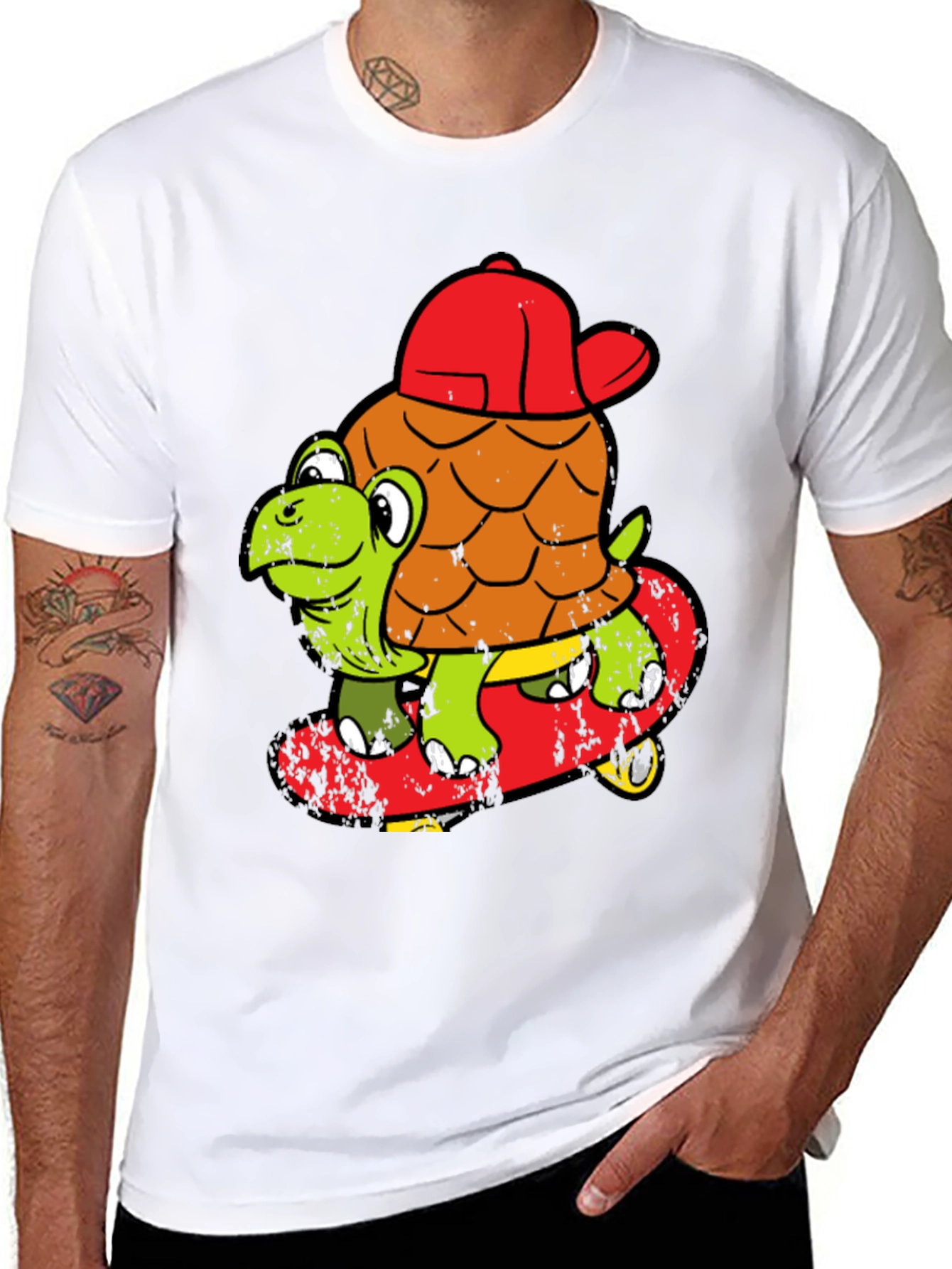 Black Turtle Skateboarder T-Shirt - Cool Cartoon Tee view 8