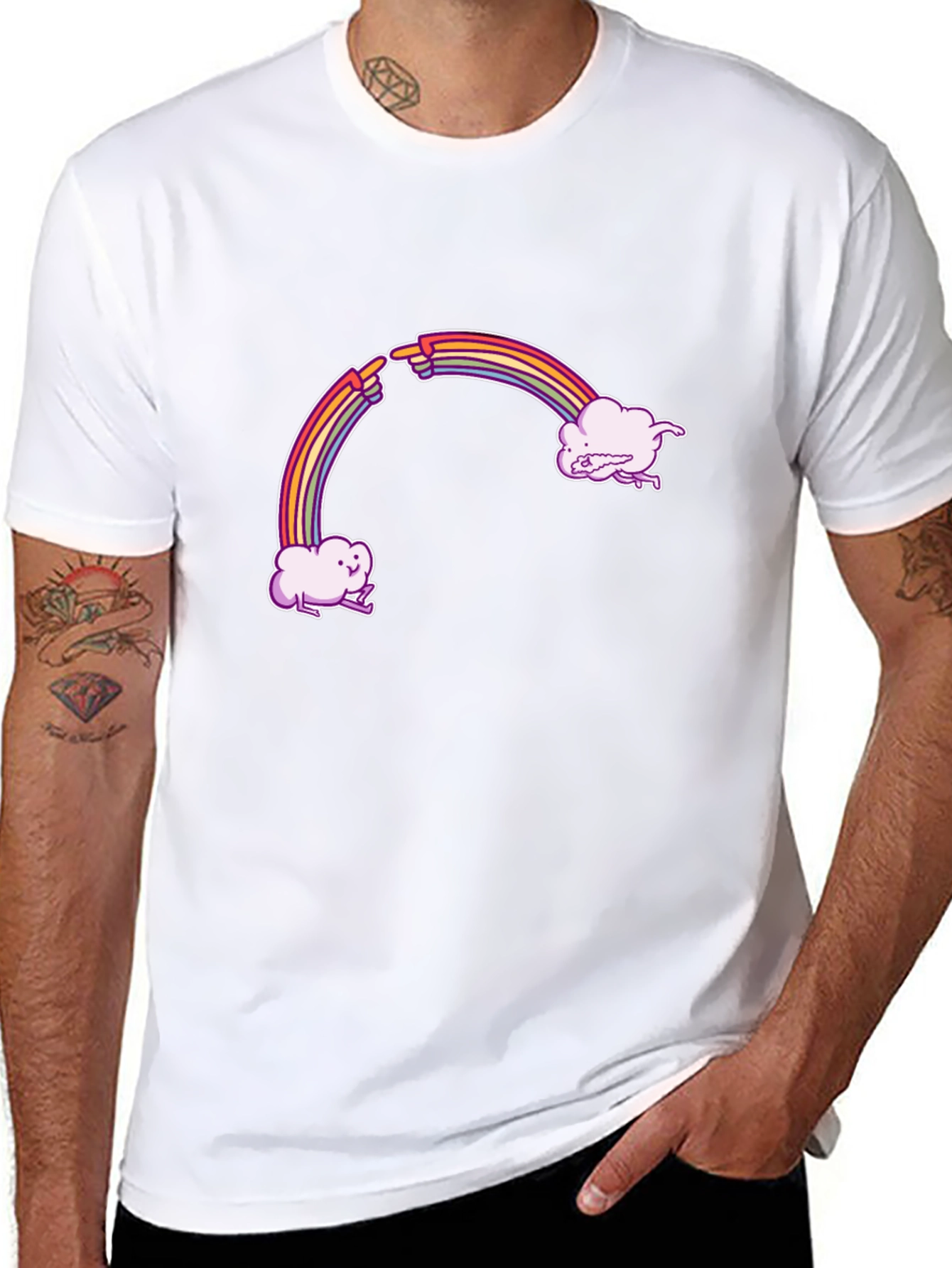 Black Rainbow Cloud T-Shirt - Funny Graphic Tee view 8