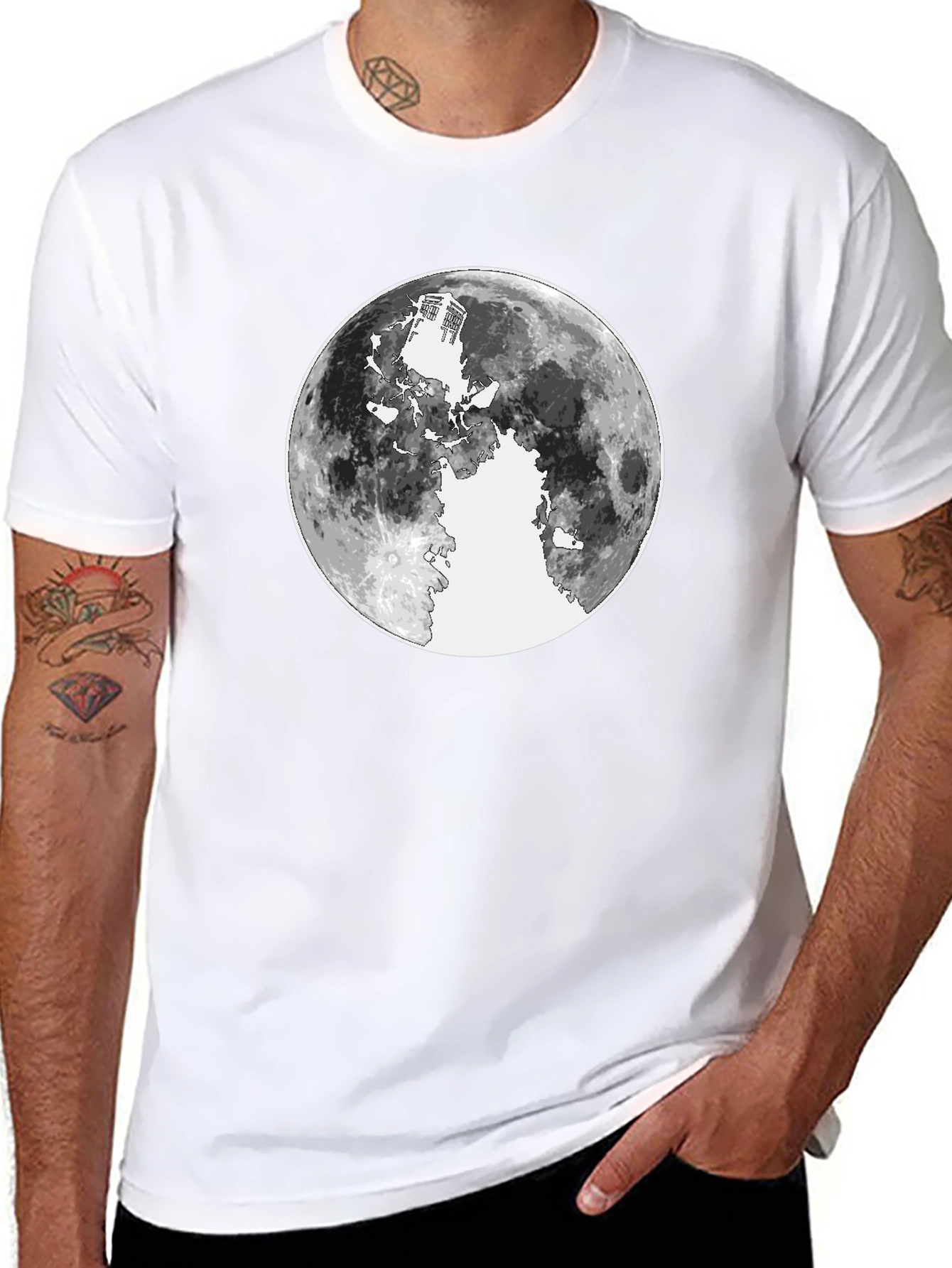 Black Lunar Silhouette Graphic Tee - Black Cotton view 8