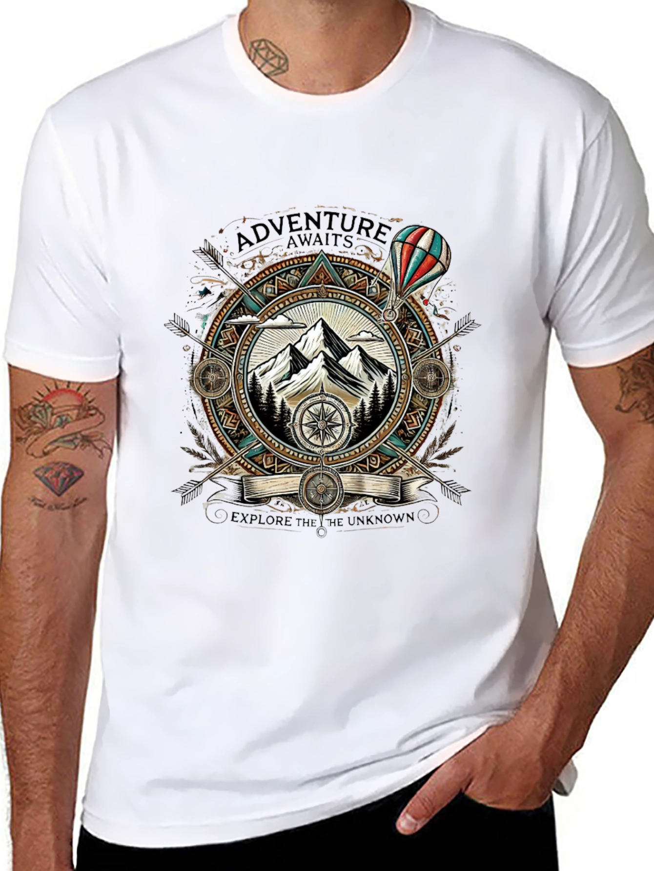 Black Adventure Awaits Graphic T-Shirt view 8