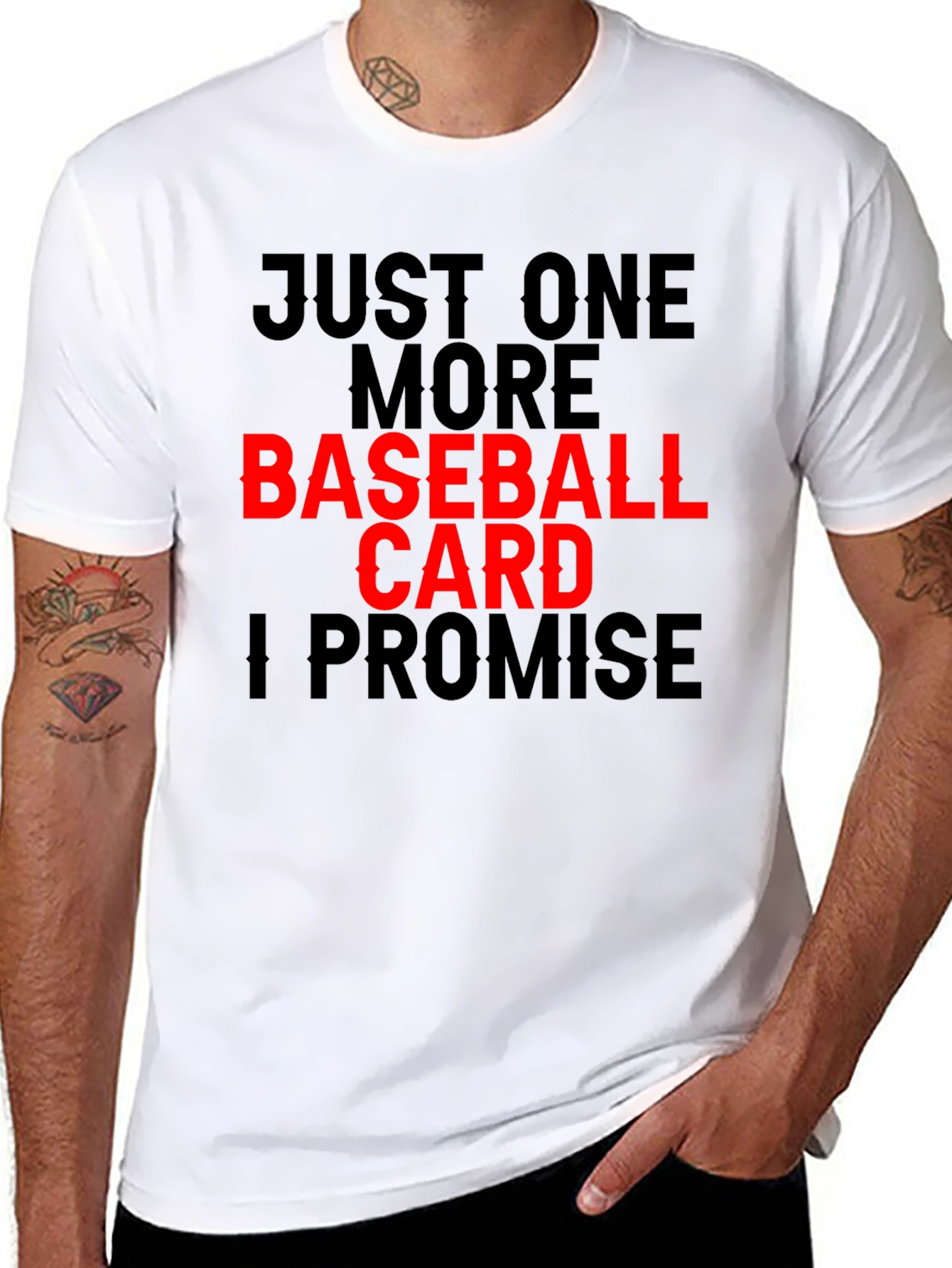 Black Baseball Card Collector T-Shirt - Just One More view 8