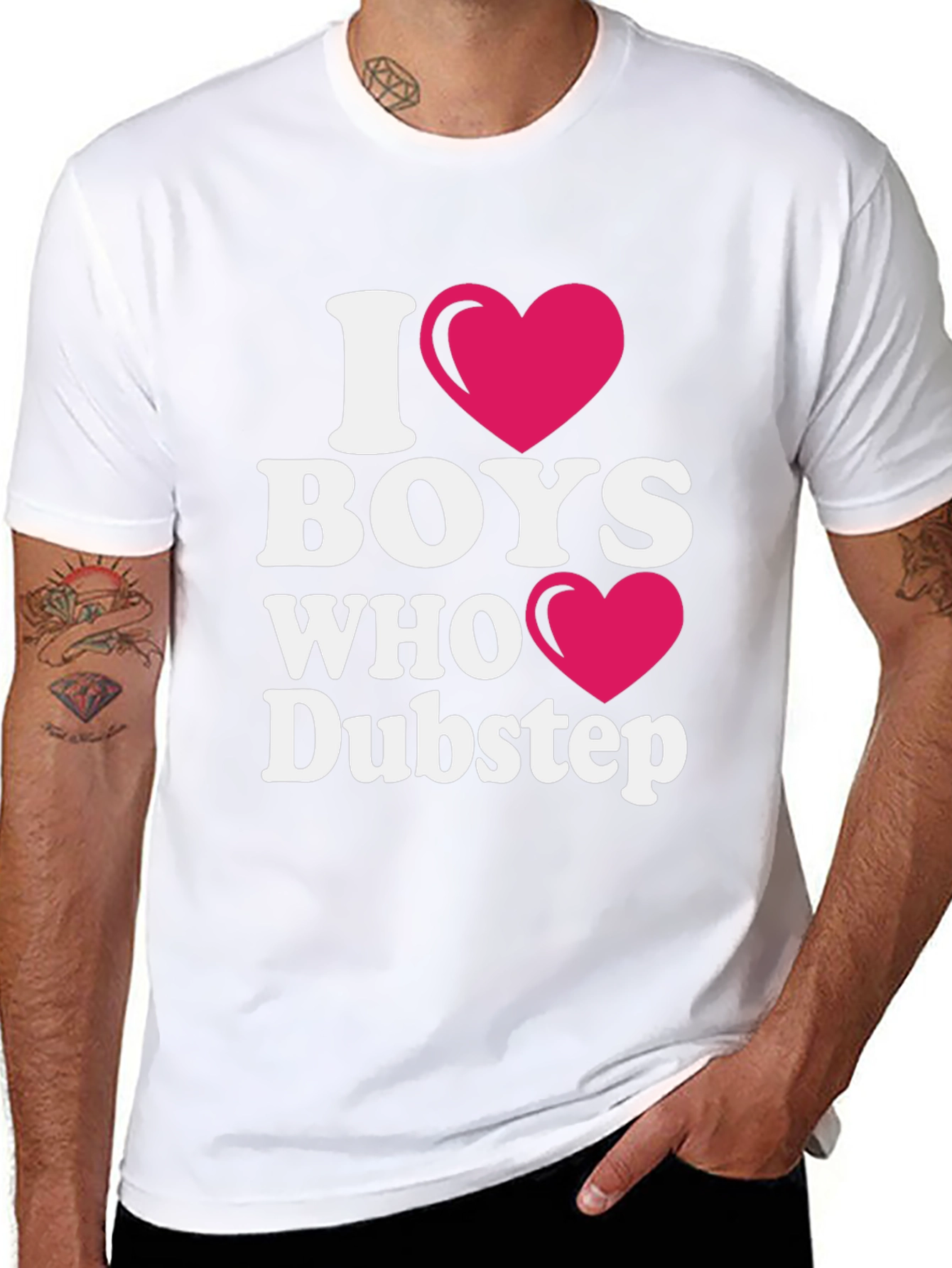 Black I Heart Boys Who Dubstep Black T-Shirt view 8
