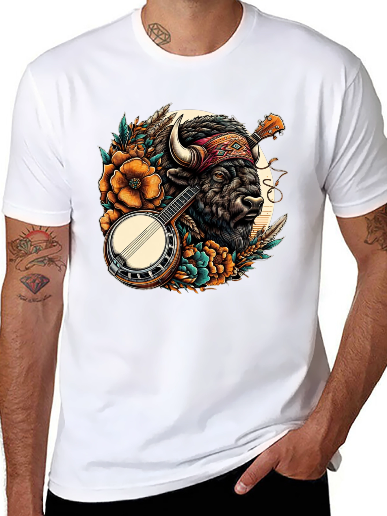 Black Buffalo Banjo T-Shirt - Unique Graphic Tee view 8