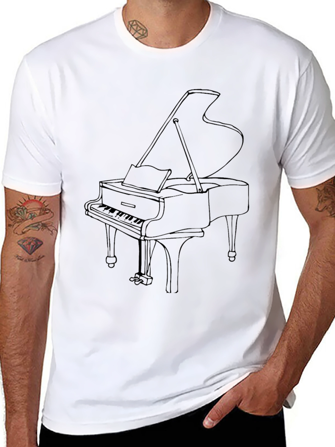 Black Piano T-Shirt - Black Graphic Tee view 8