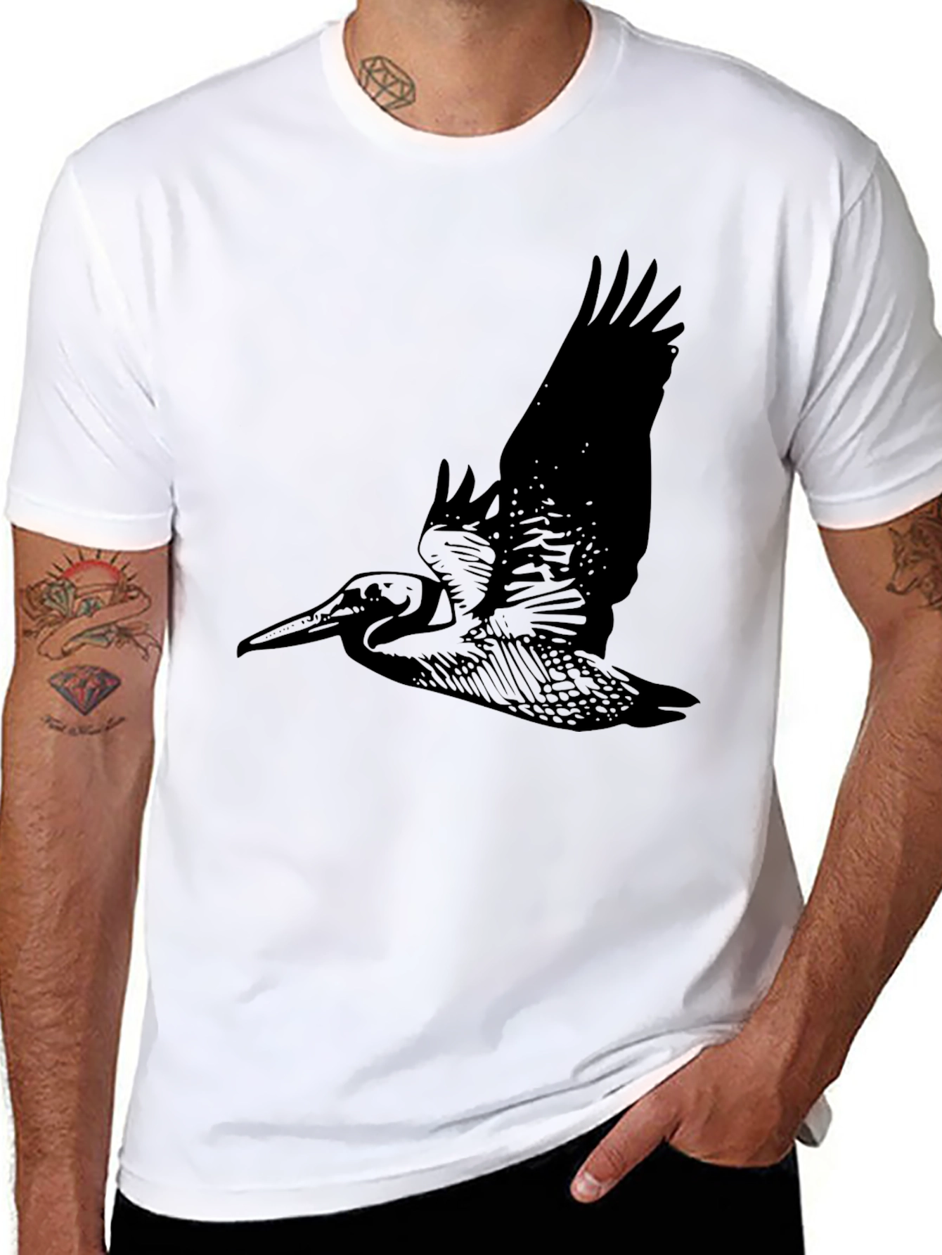 Black Pelican Graphic Tee - Black Cotton Bird Shirt view 8