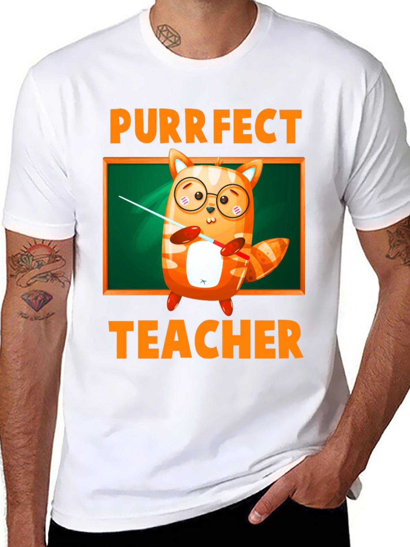 Black Purrfect Teacher T-Shirt view 8