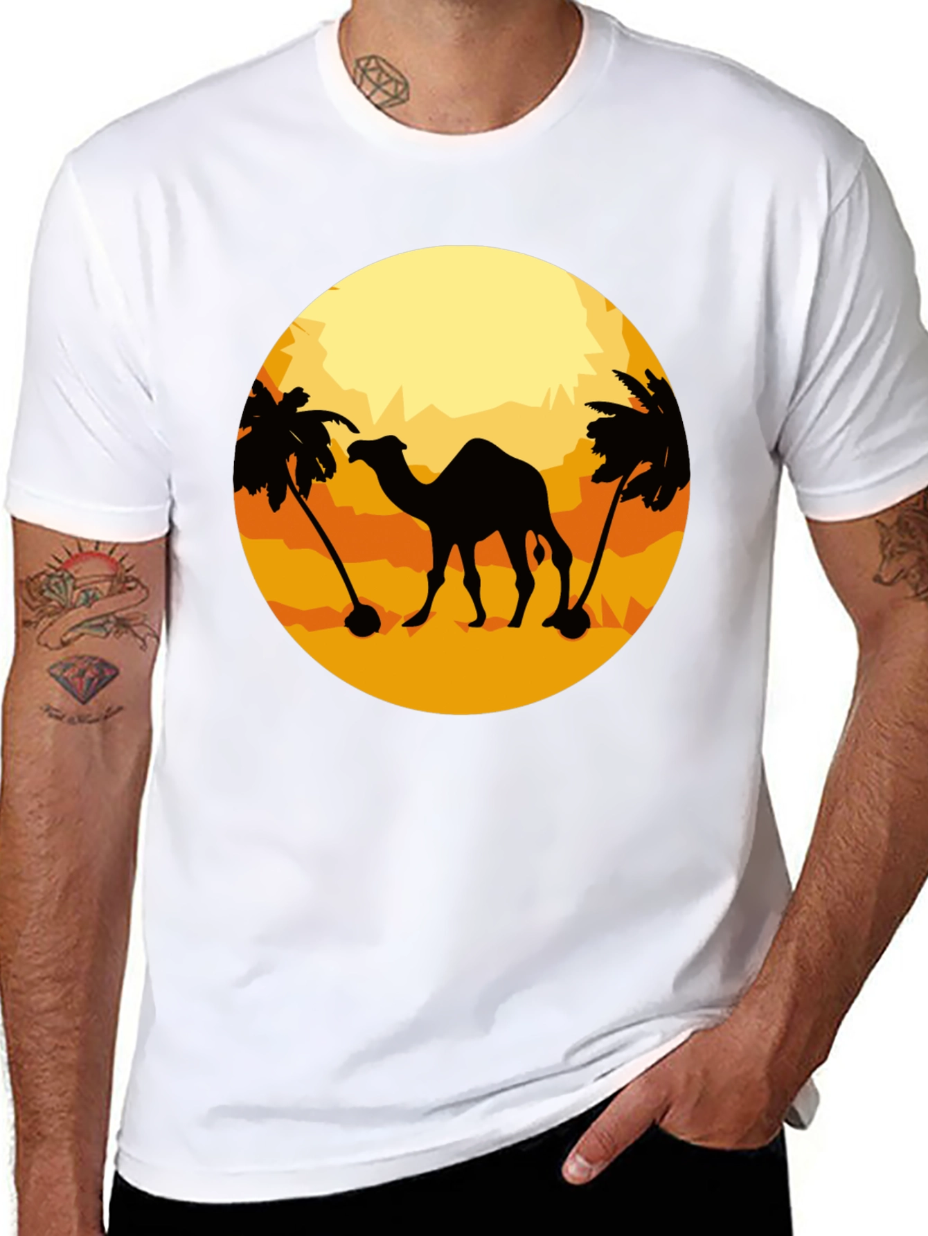 Black Camel Desert Silhouette T-Shirt - Black view 8