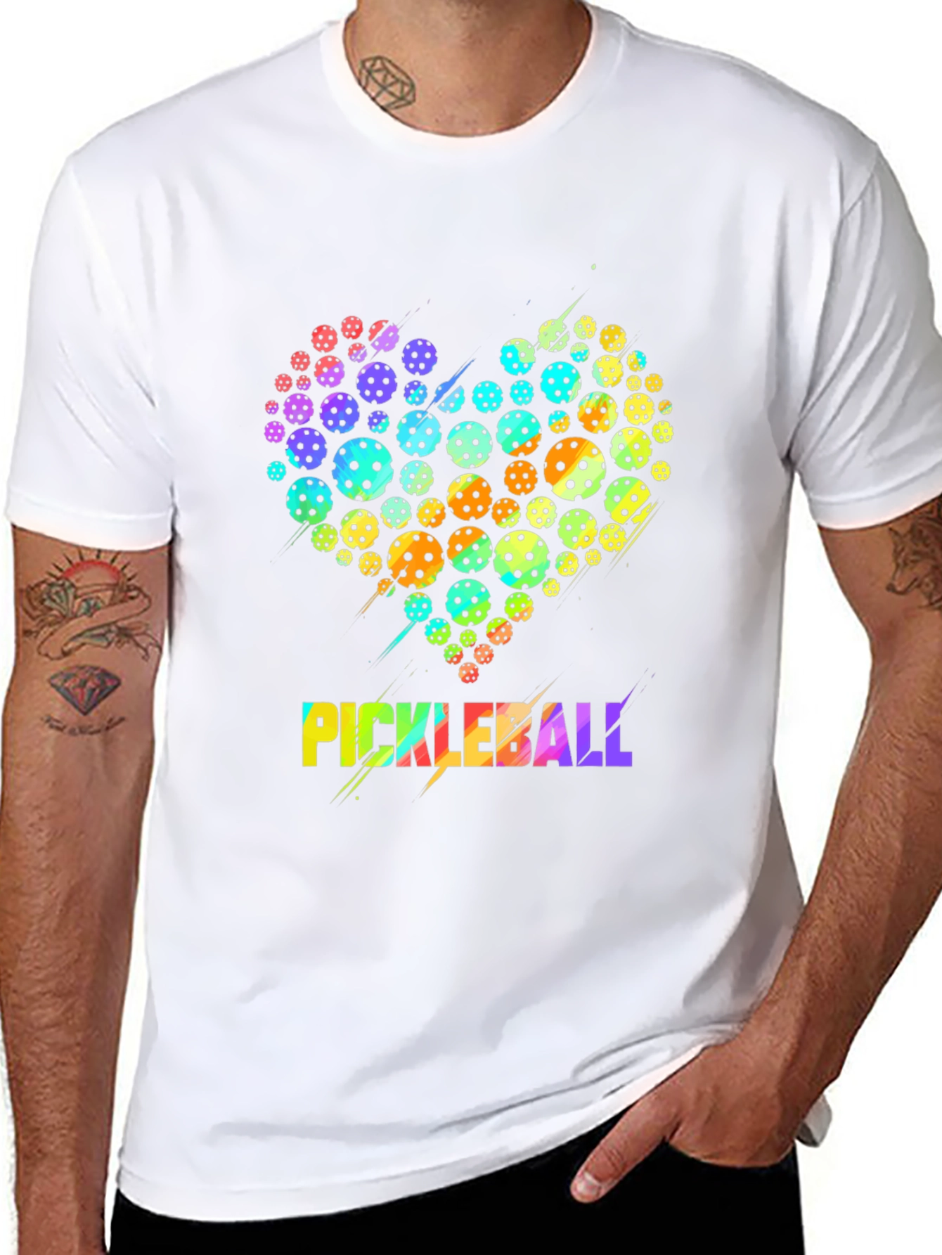 Black Pickleball Heart Graphic T-Shirt view 8