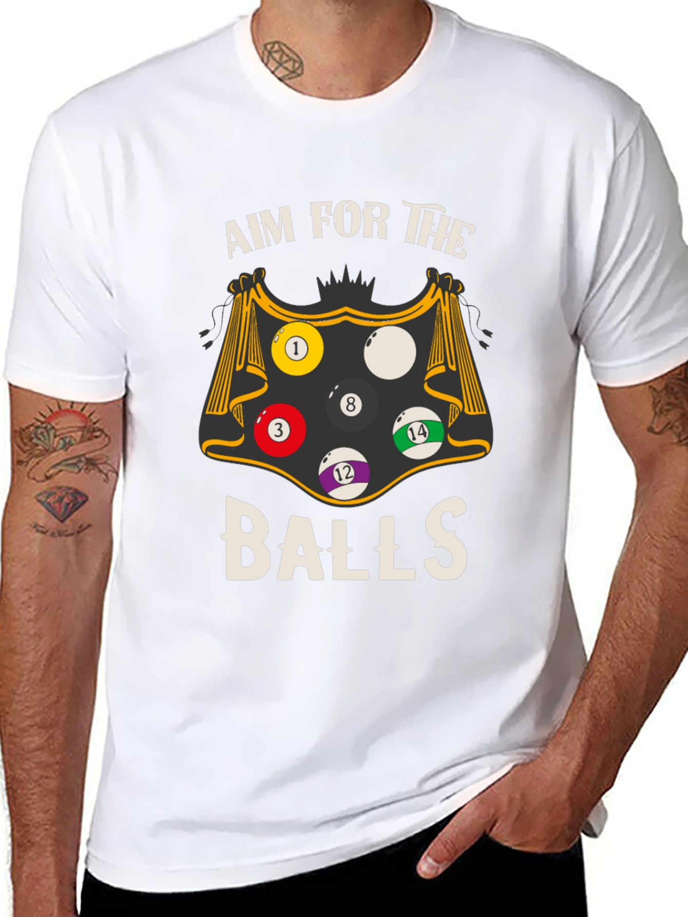 Black Aim For The Balls Graphic Tee - Billiards T-Shirt view 8