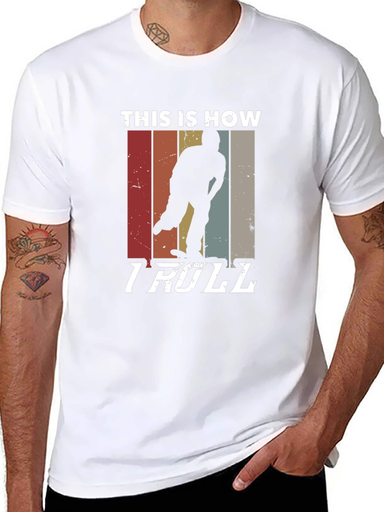 Black This Is How I Roll T-Shirt - Retro Skater Tee view 8