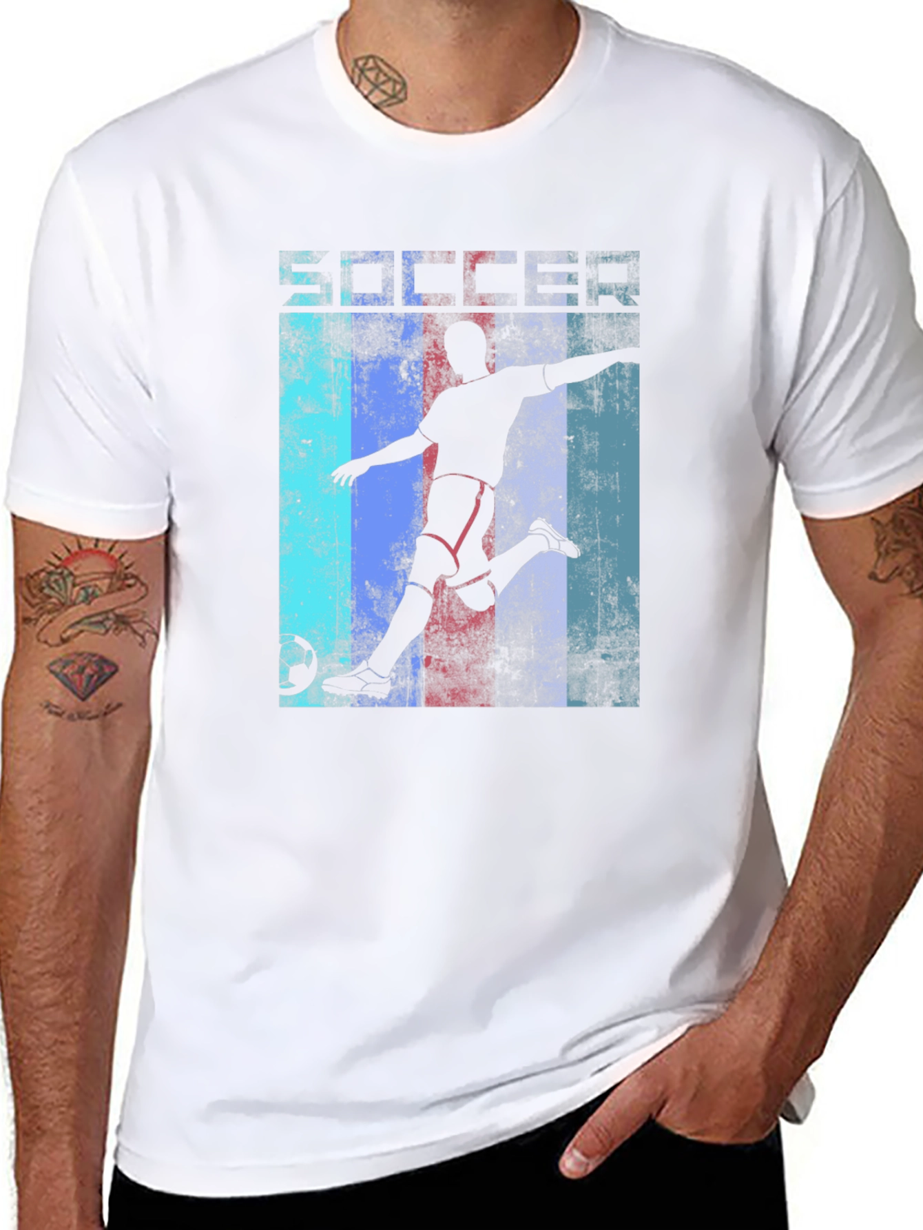 Black Soccer Silhouette Graphic T-Shirt view 8