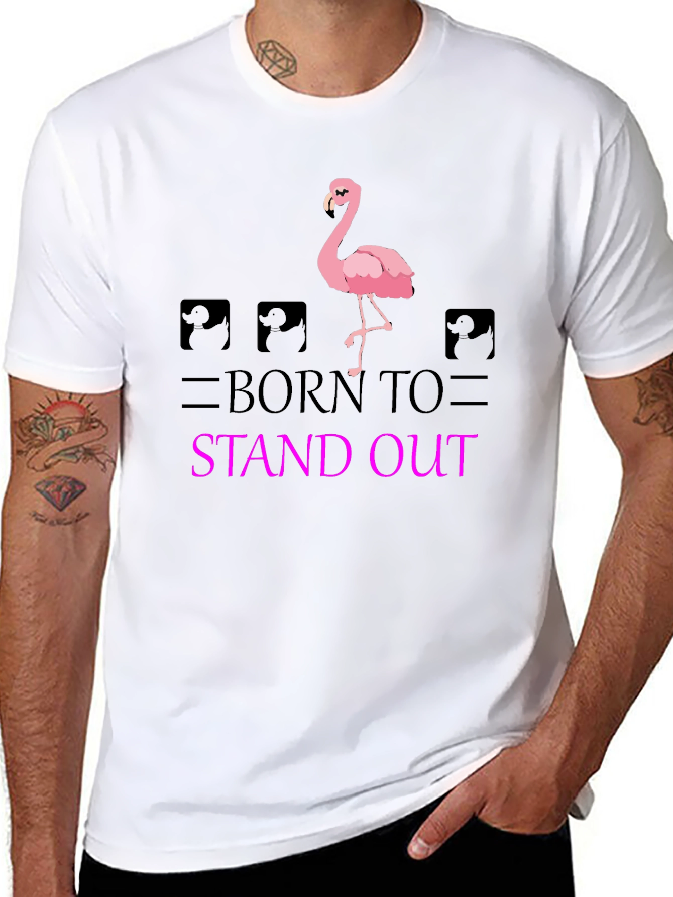 Black Born to Stand Out Flamingo T-Shirt - Black view 8