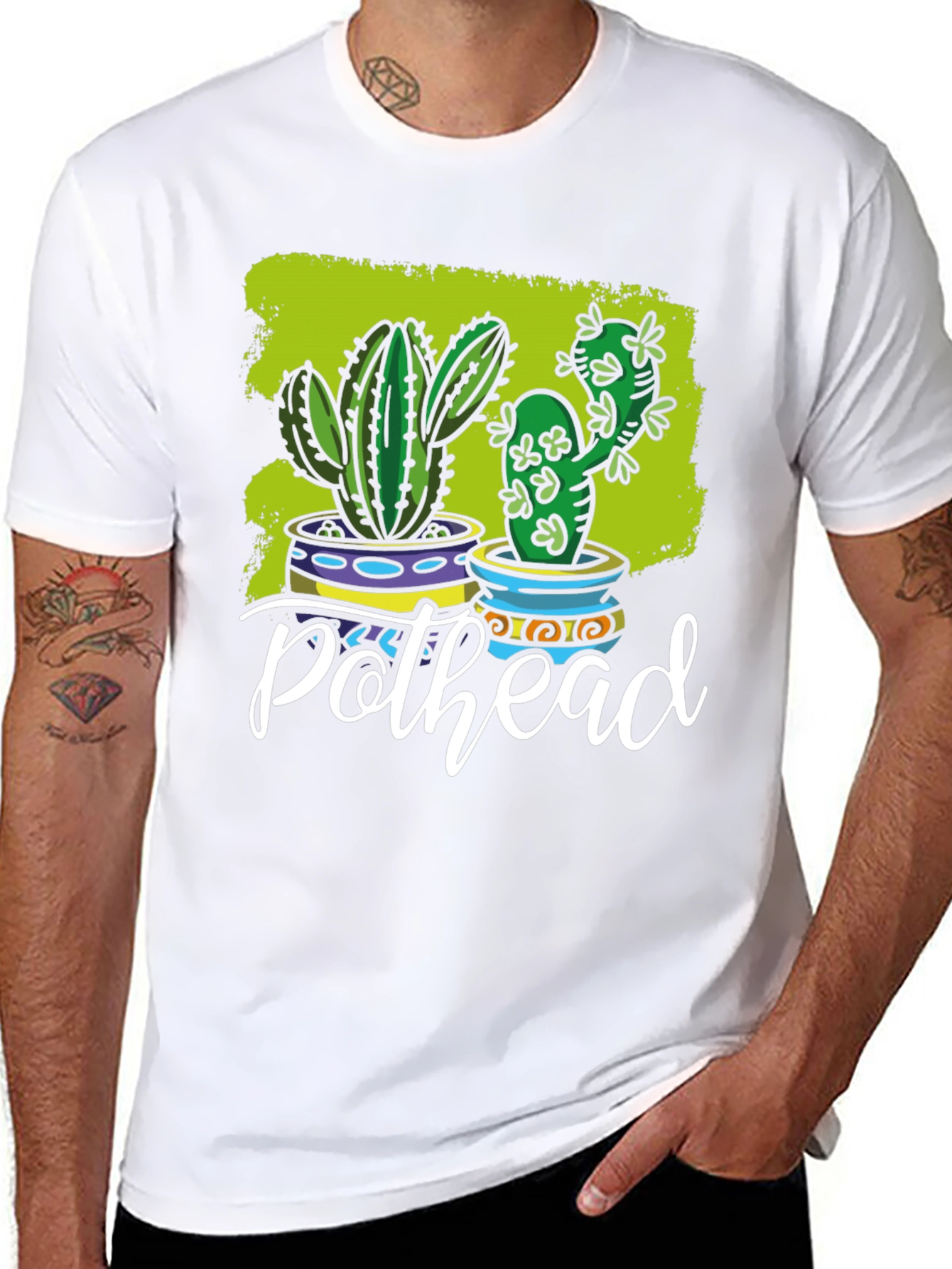Black Pothead Cactus Graphic T-Shirt view 8