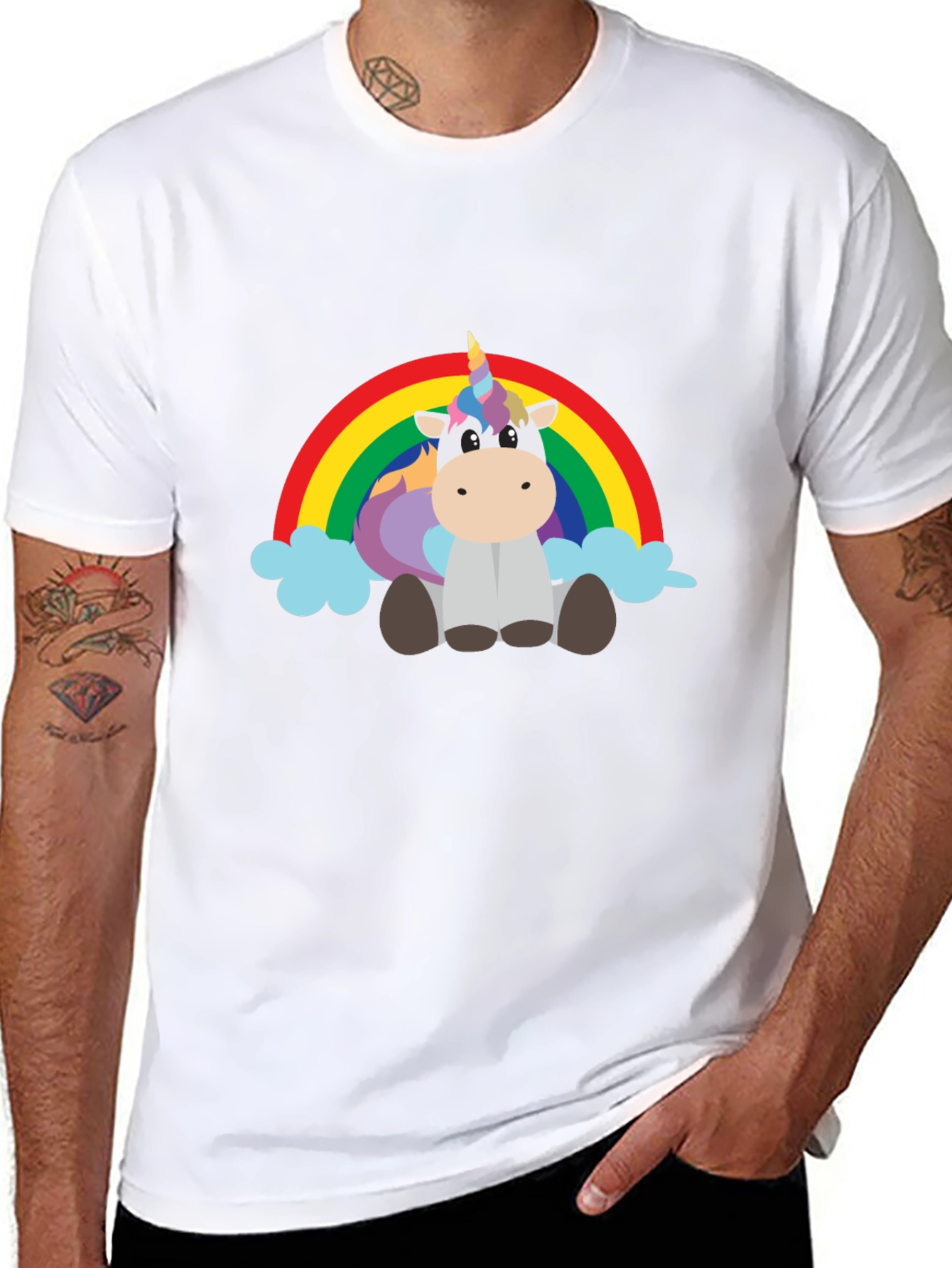 Black Unicorn Rainbow Graphic Tee view 8