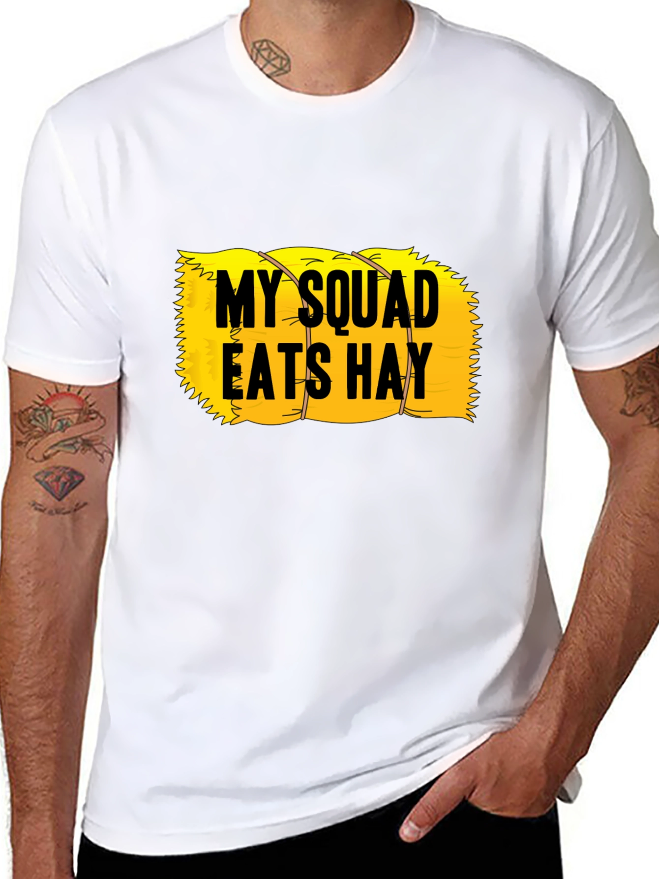 Black My Squad Eats Hay T-Shirt - Novelty Humor Tee view 8