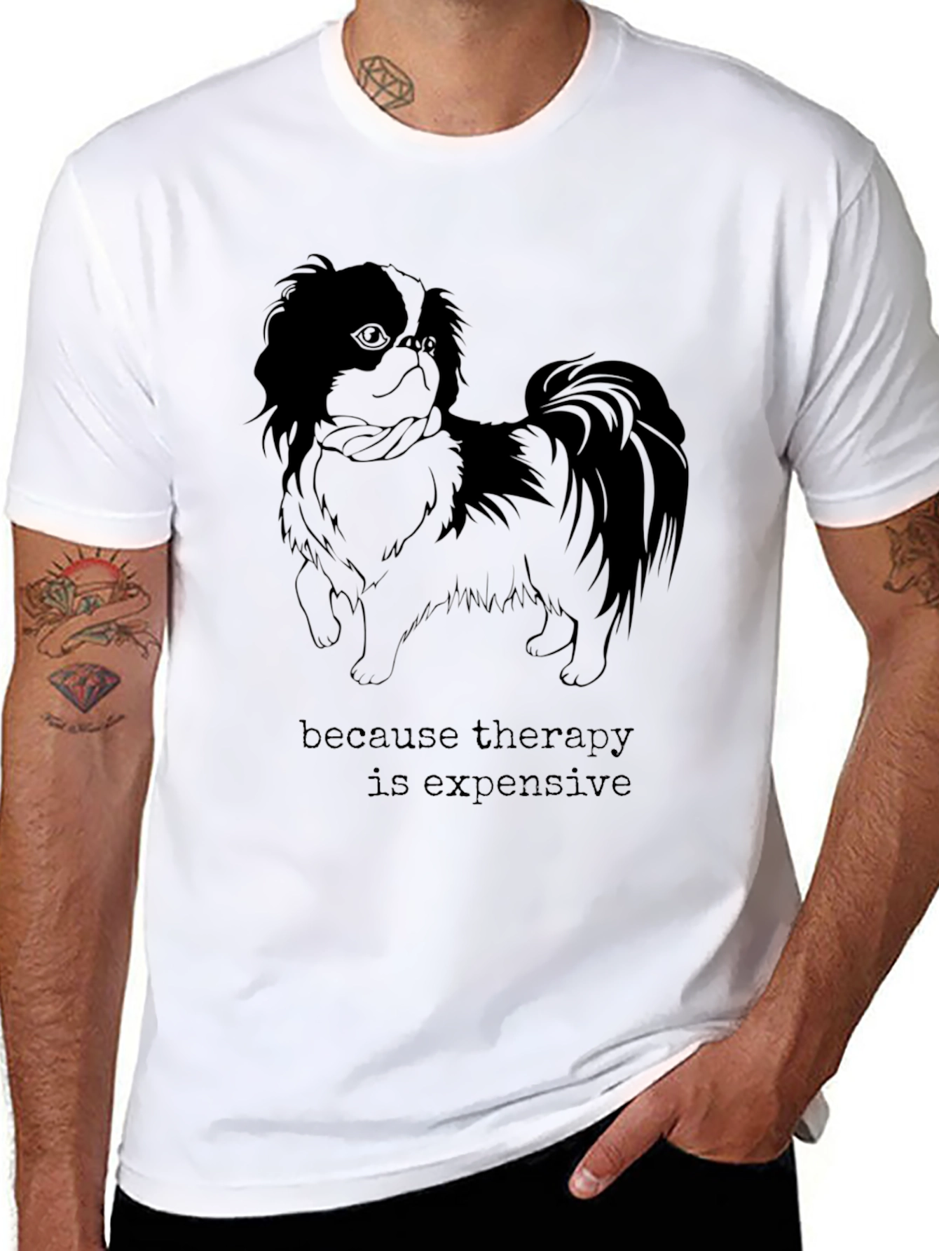 Black Therapy is Expensive Dog Graphic T-Shirt view 8