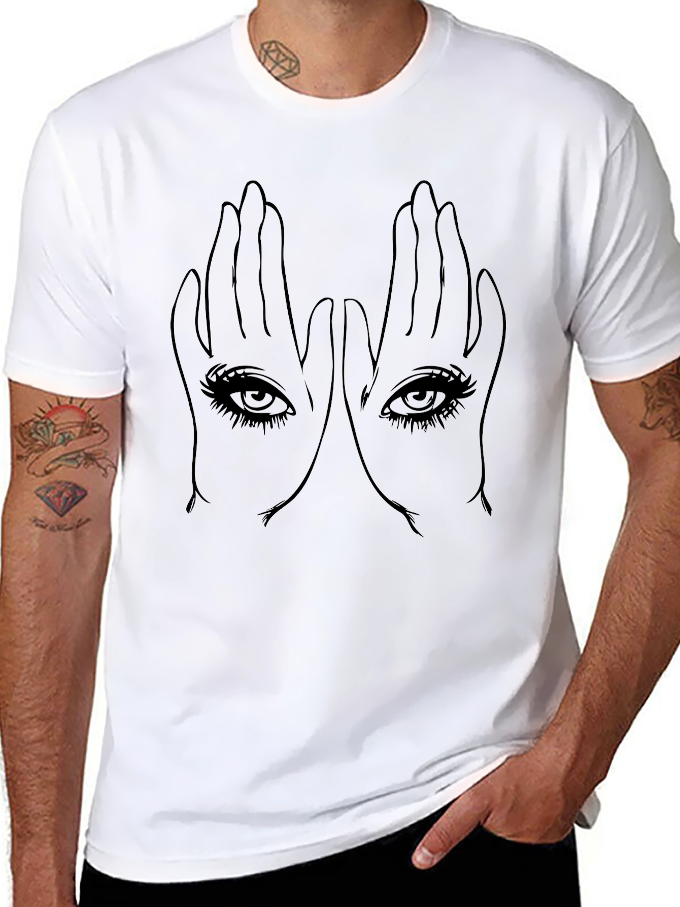 Black Mystic Eyes Graphic Tee - Unisex Black T-Shirt view 8