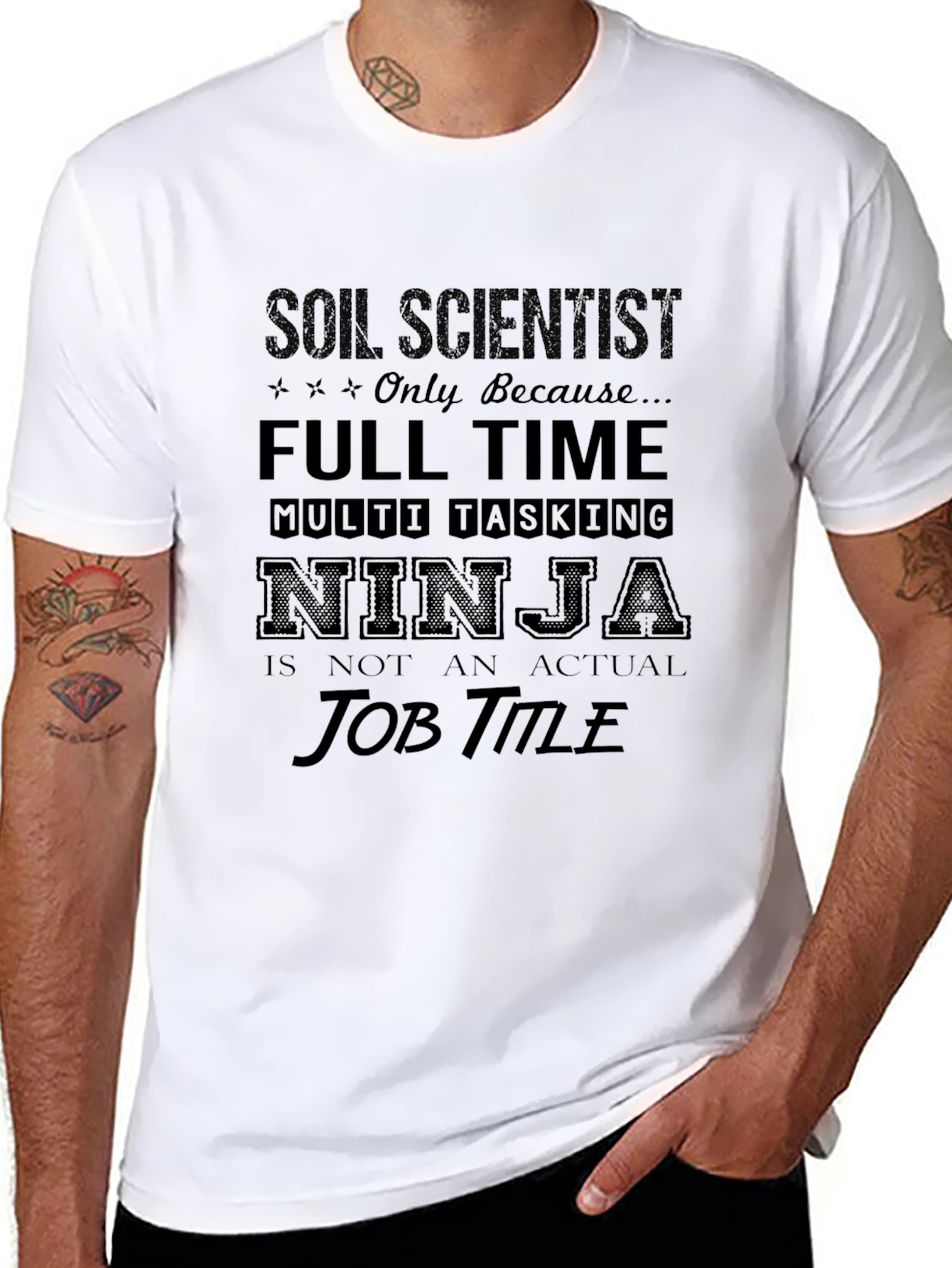 Black Soil Scientist Full Time Ninja Graphic T-Shirt view 8