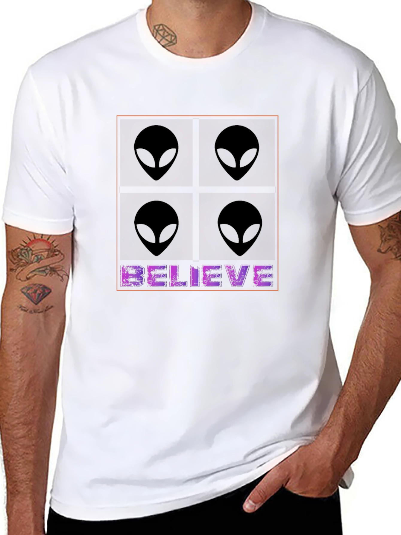 Black Believe Alien Graphic Tee - Black Cotton Blend T-Shirt view 8