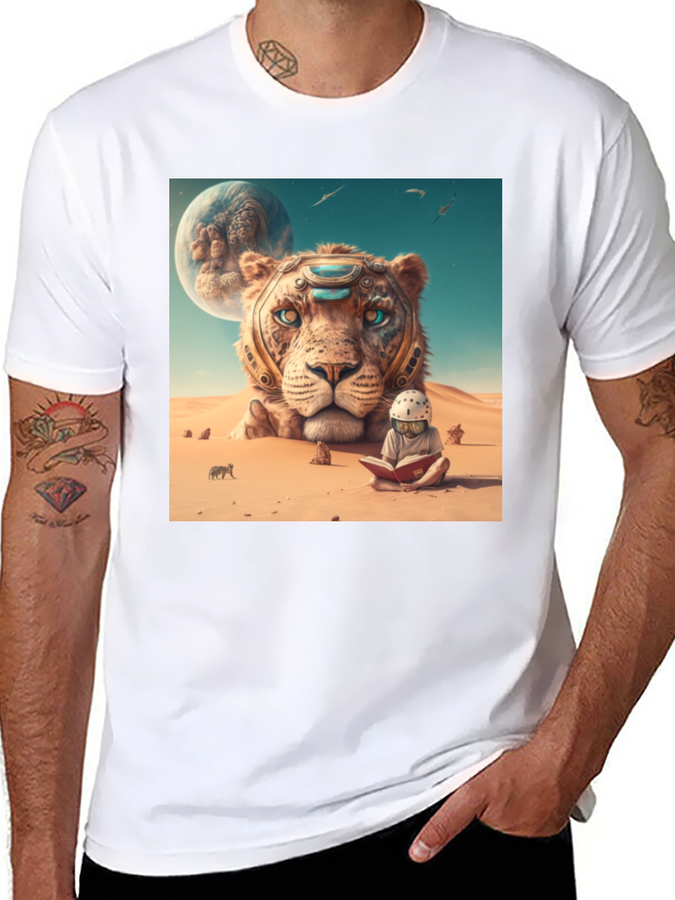 Black Lion Reader Graphic Tee - Unique Design view 8