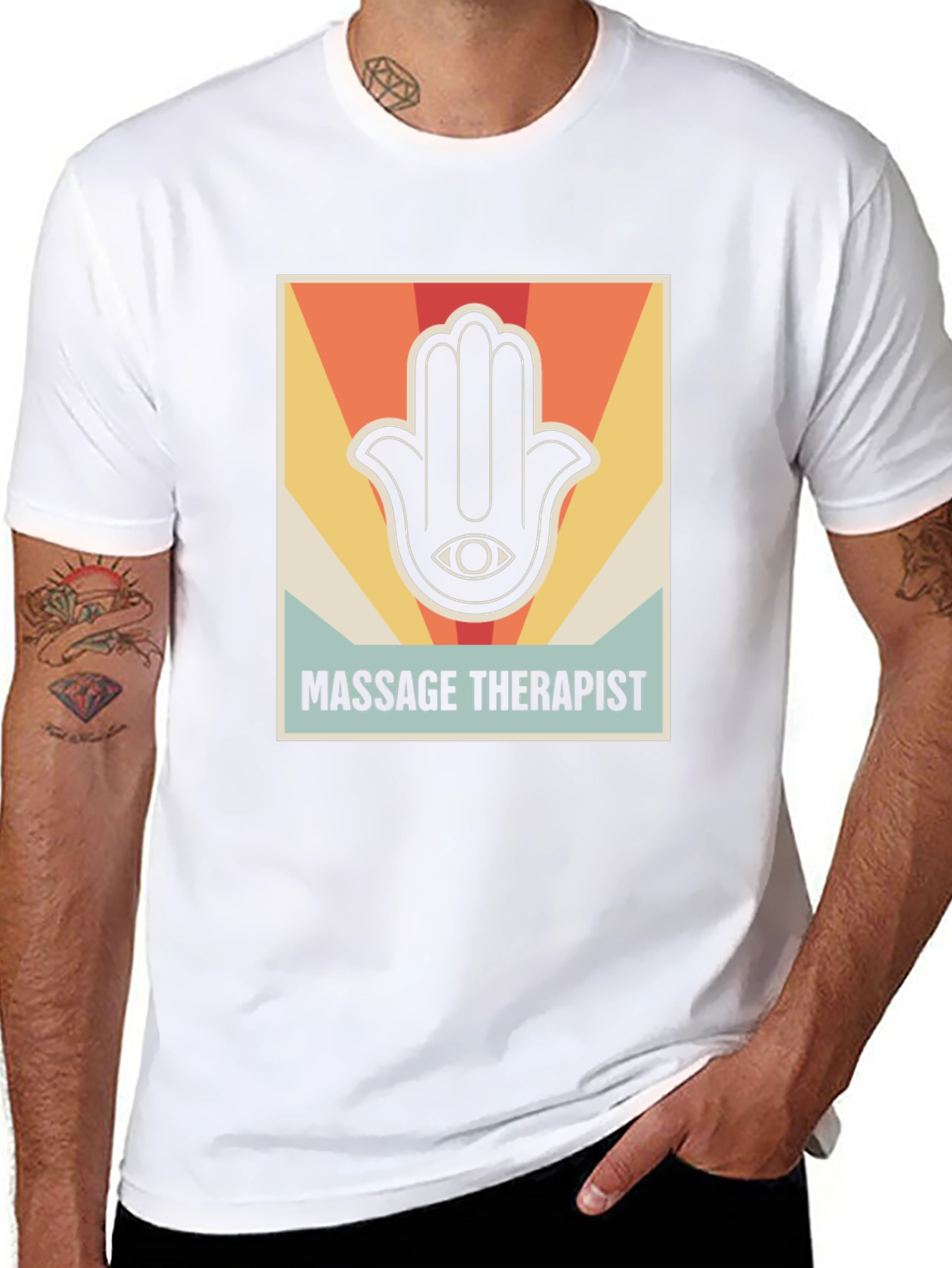 Black Massage Therapist Retro Graphic T-Shirt view 8