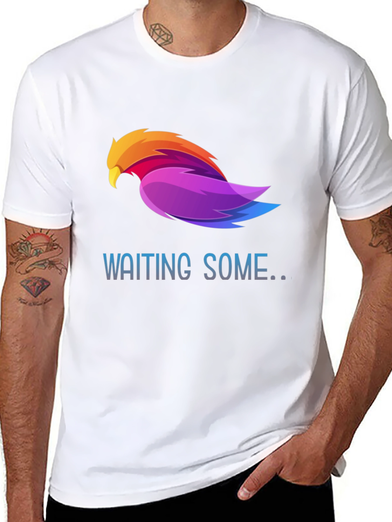 Black Waiting Some Colorful Bird Graphic T-Shirt view 8