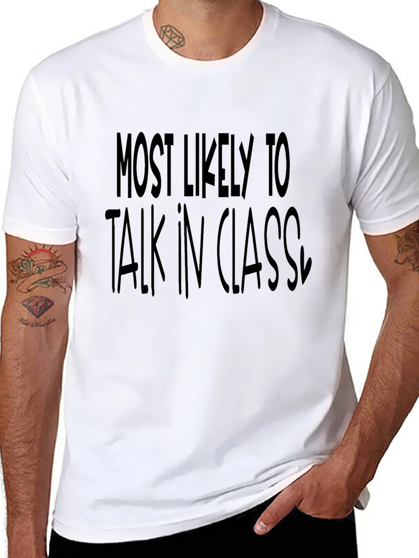 Black Most Likely To Talk In Class T-Shirt view 8