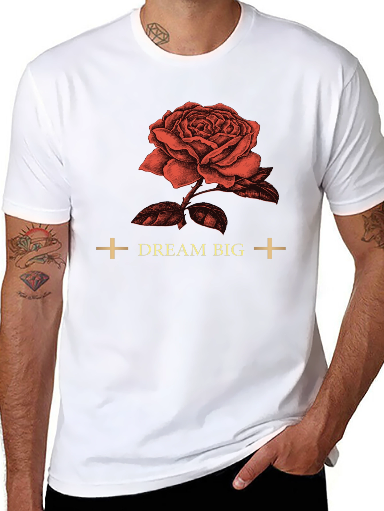 Black Dream Big Rose Graphic Tee - Soft Cotton view 8