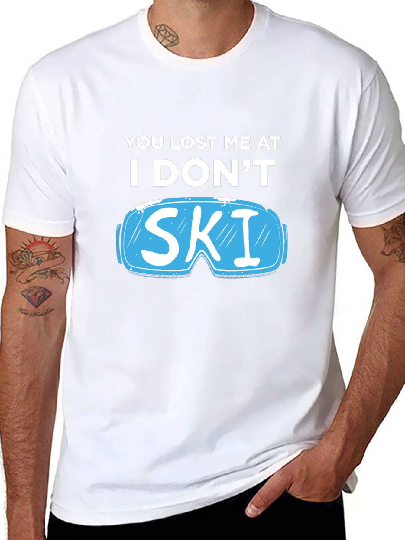 Black You Lost Me At I Don't Ski T-Shirt view 8