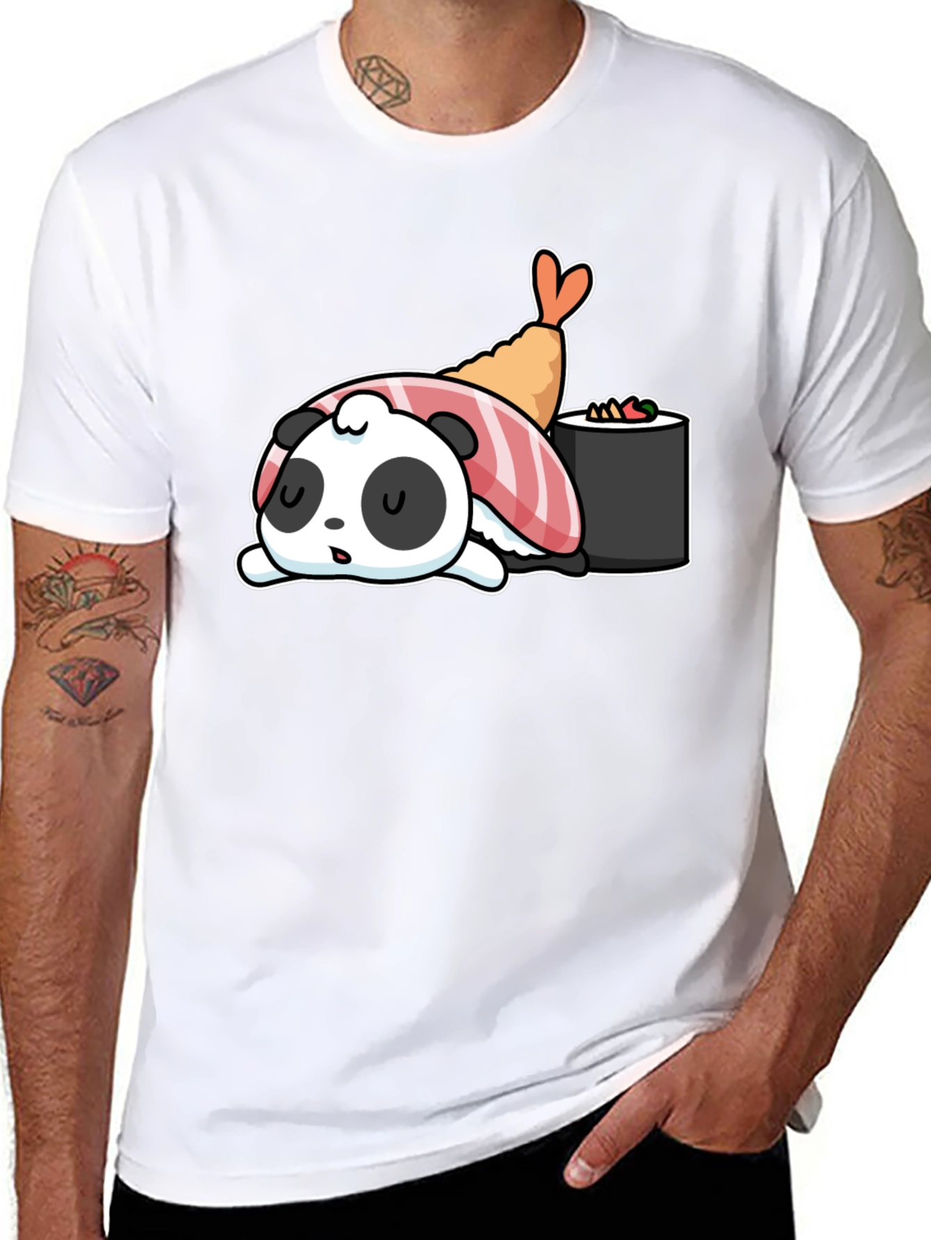 Black Sushi Panda Graphic Tee view 8