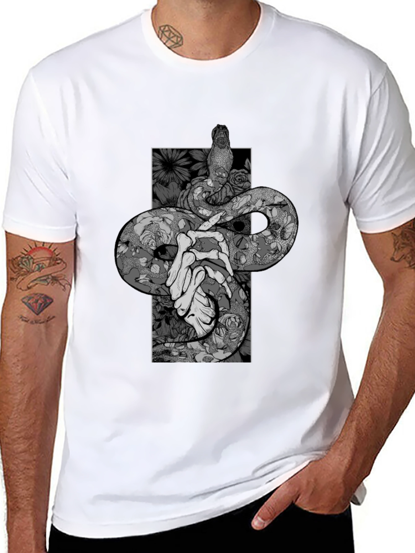 Black Snake & Bones Graphic Black T-Shirt view 8