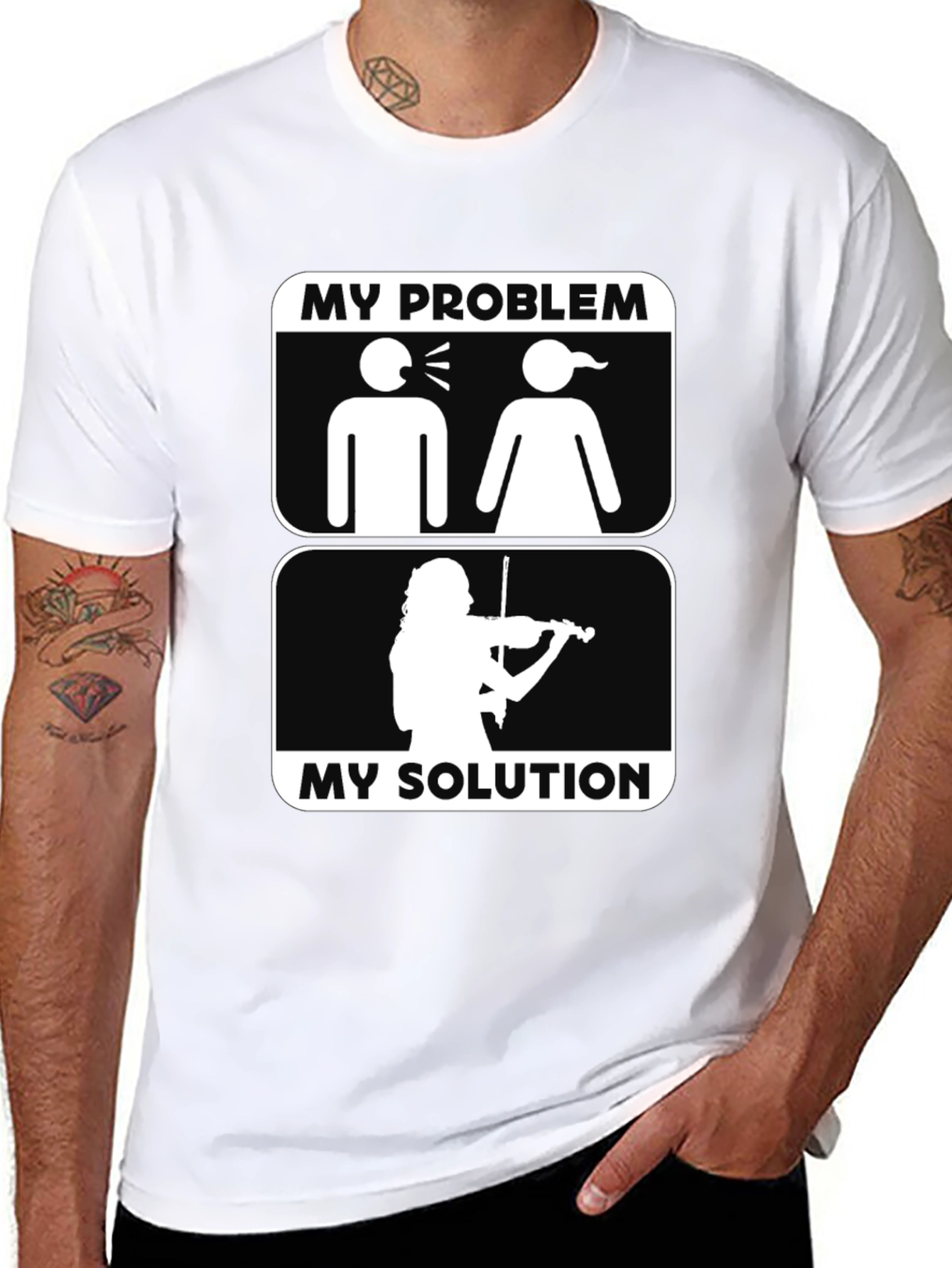 Black My Problem, My Solution T-Shirt, Violin Lover view 8