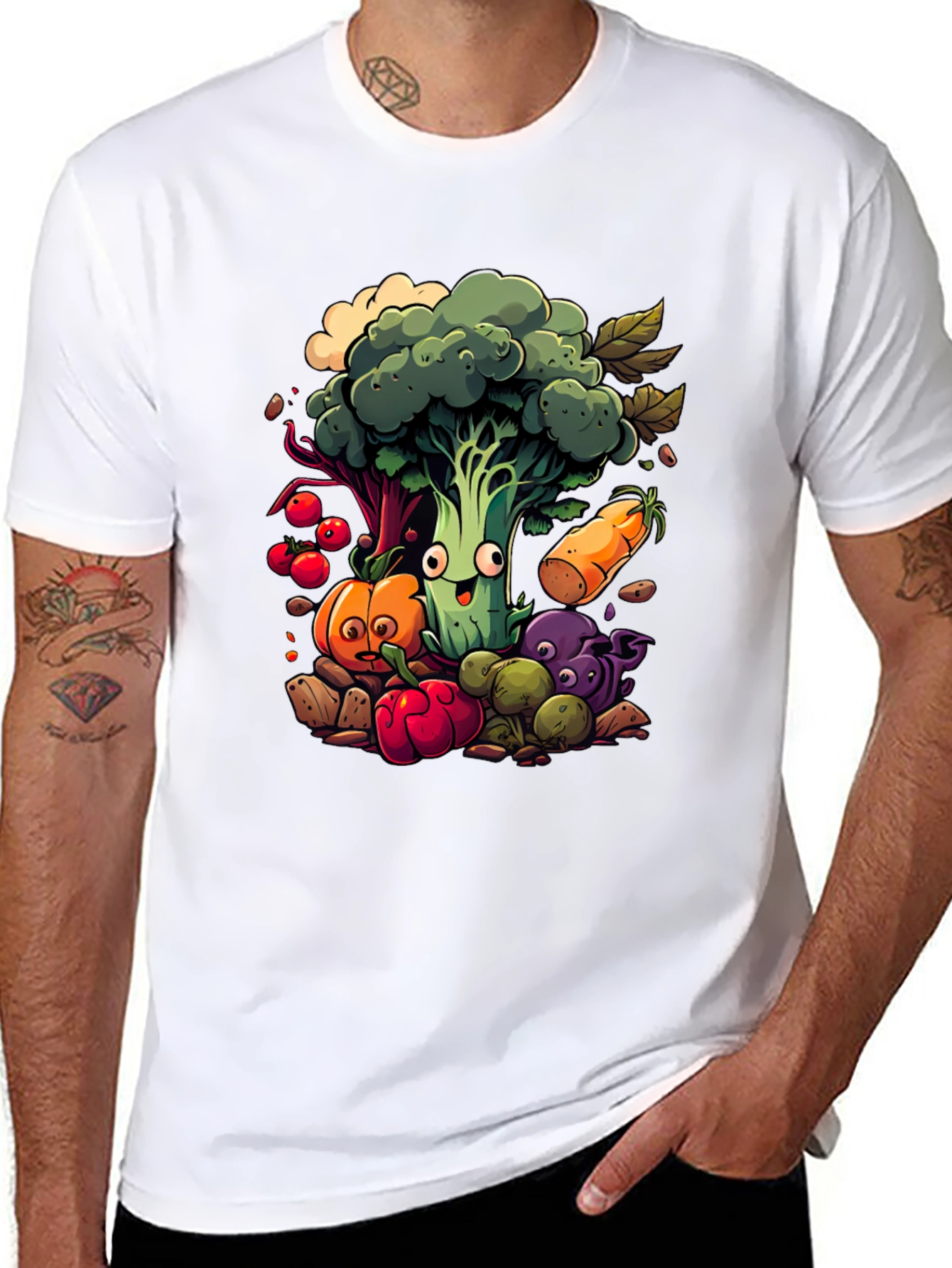 Vegetable Cartoon Graphic Tee - 8