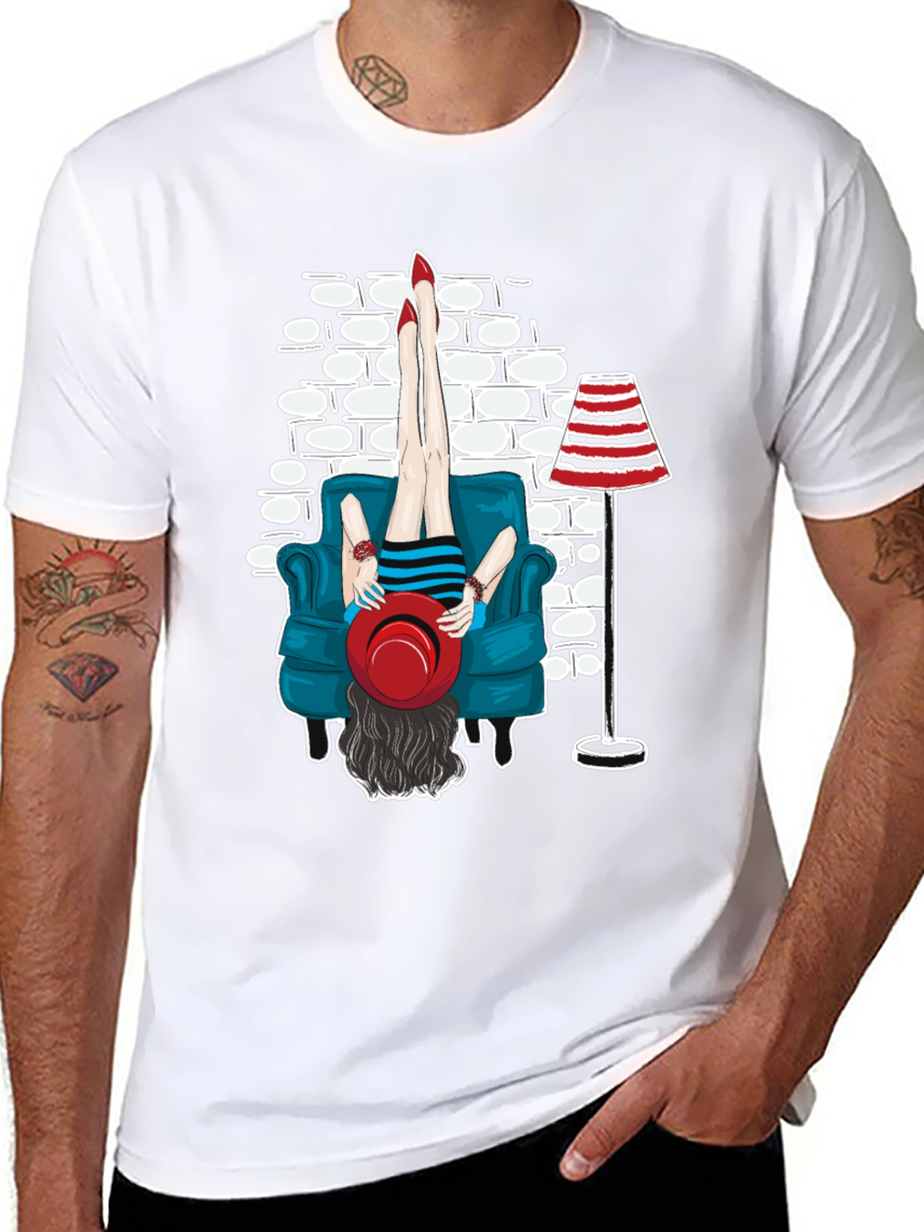 Black Upside Down Girl T-Shirt - Unique Graphic Tee view 8