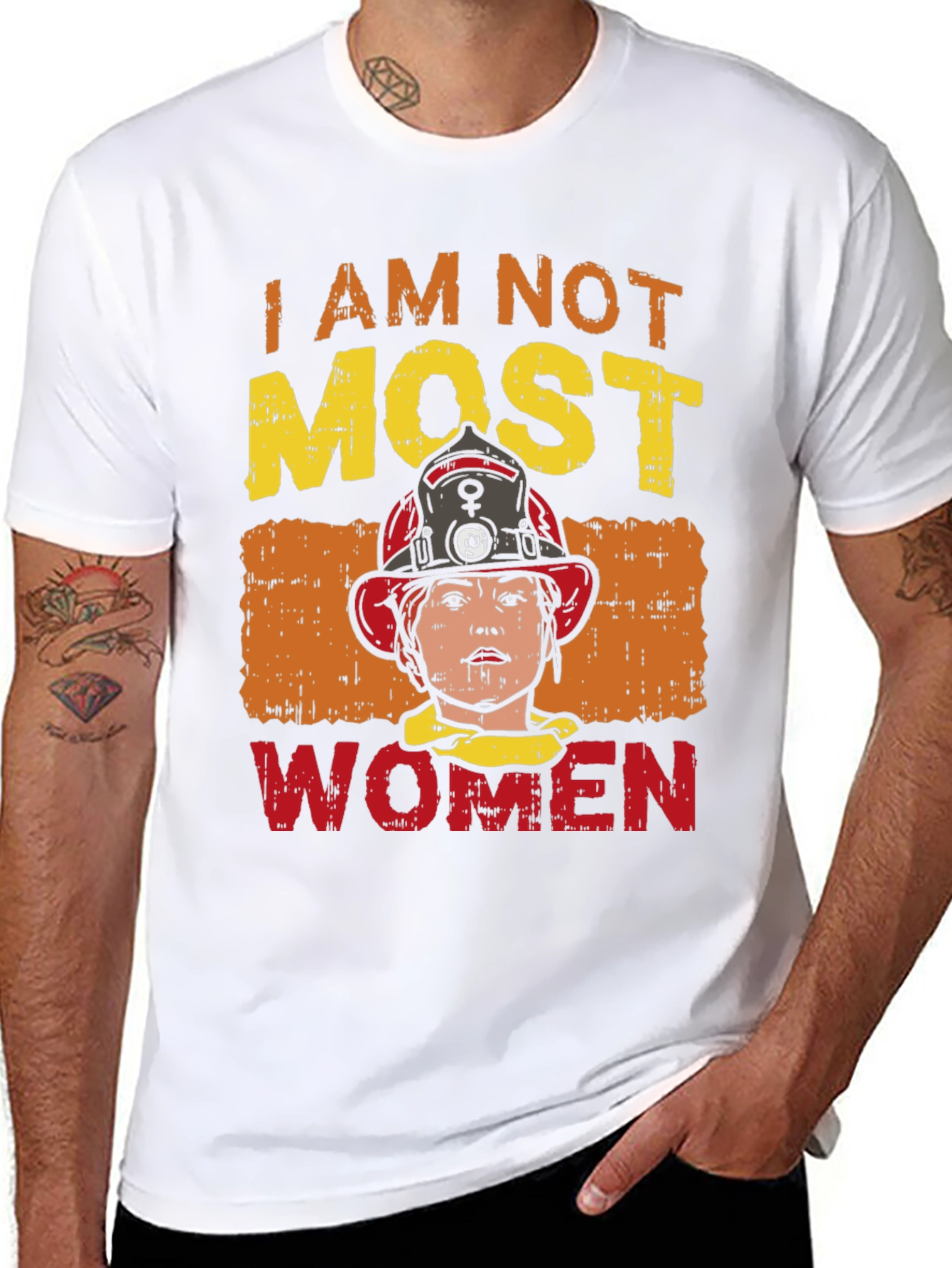 Black I Am Not Most Women Firefighter Graphic T-Shirt view 8