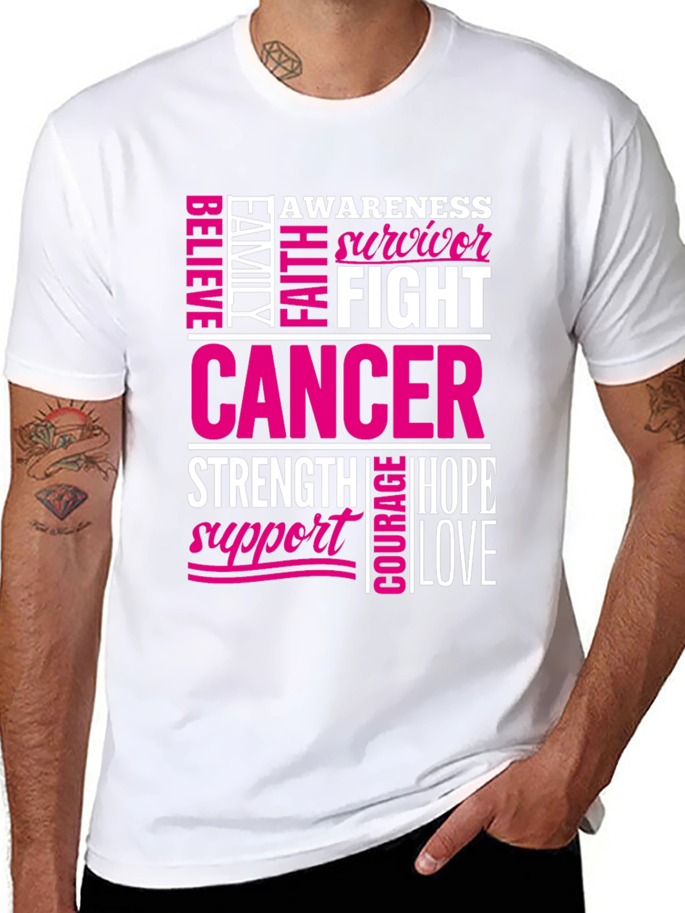 Black Cancer Awareness T-Shirt view 8